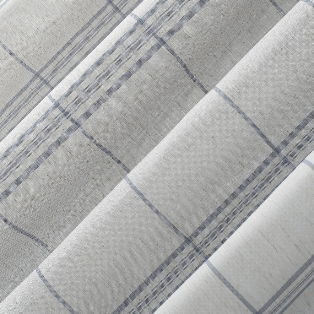 Blue Plaid Linen Blend Light-Filtering Rod Pocket Curtain Panel 54" x 84"
