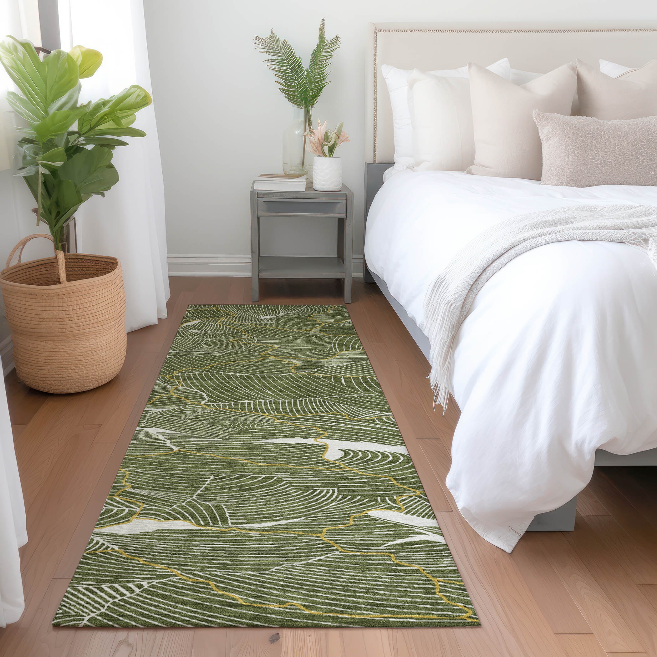 Addison Rugs ACN1048OL2X8 Chantille ACN1048OL 2 x 7 (ft) Polyester Olive Rectangular Indoor/Outdoor Geometric Machine washable Runner rug