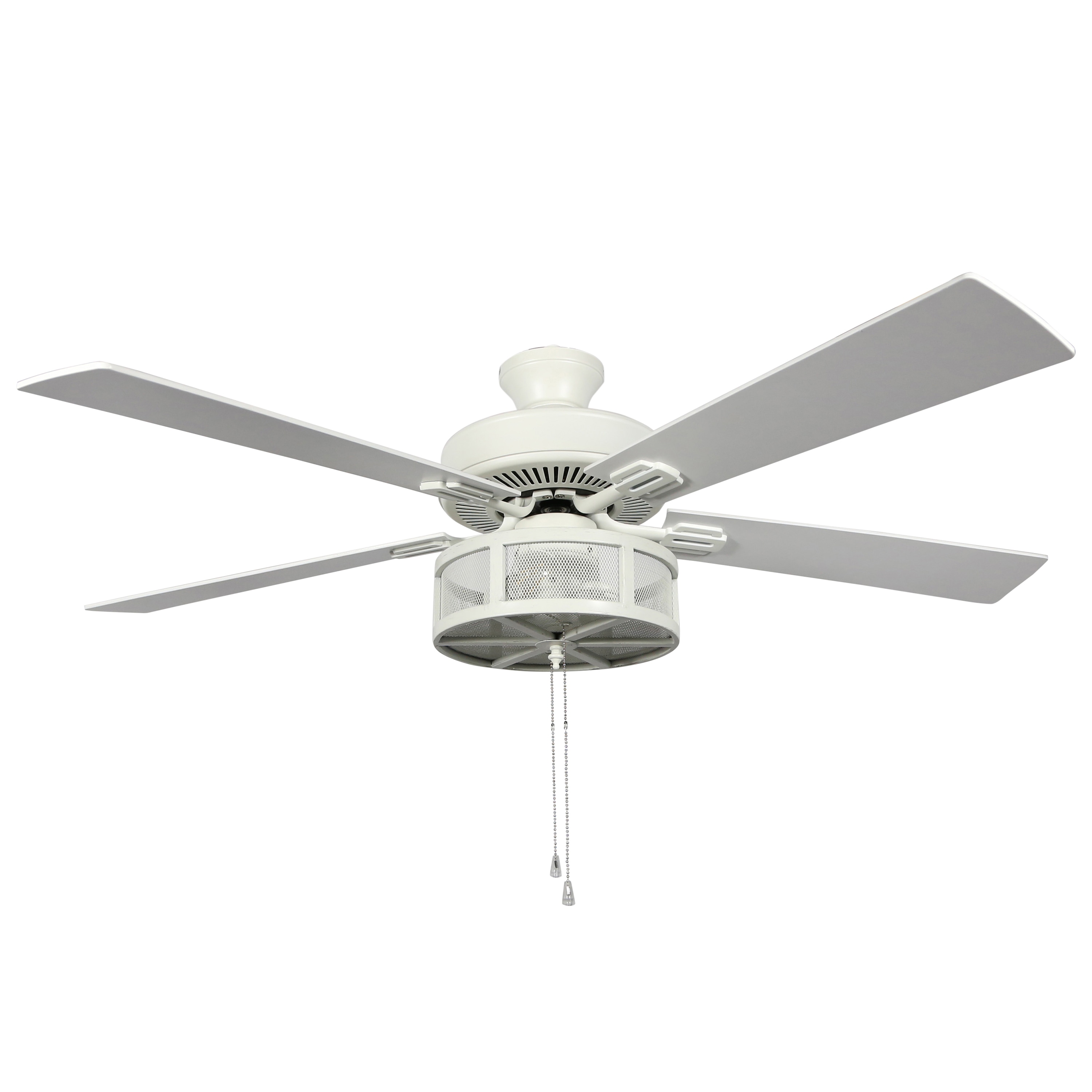 River of Goods 20034 52-in White Indoor Downrod or Flush Mount Ceiling Fan with Light (5-Blade)