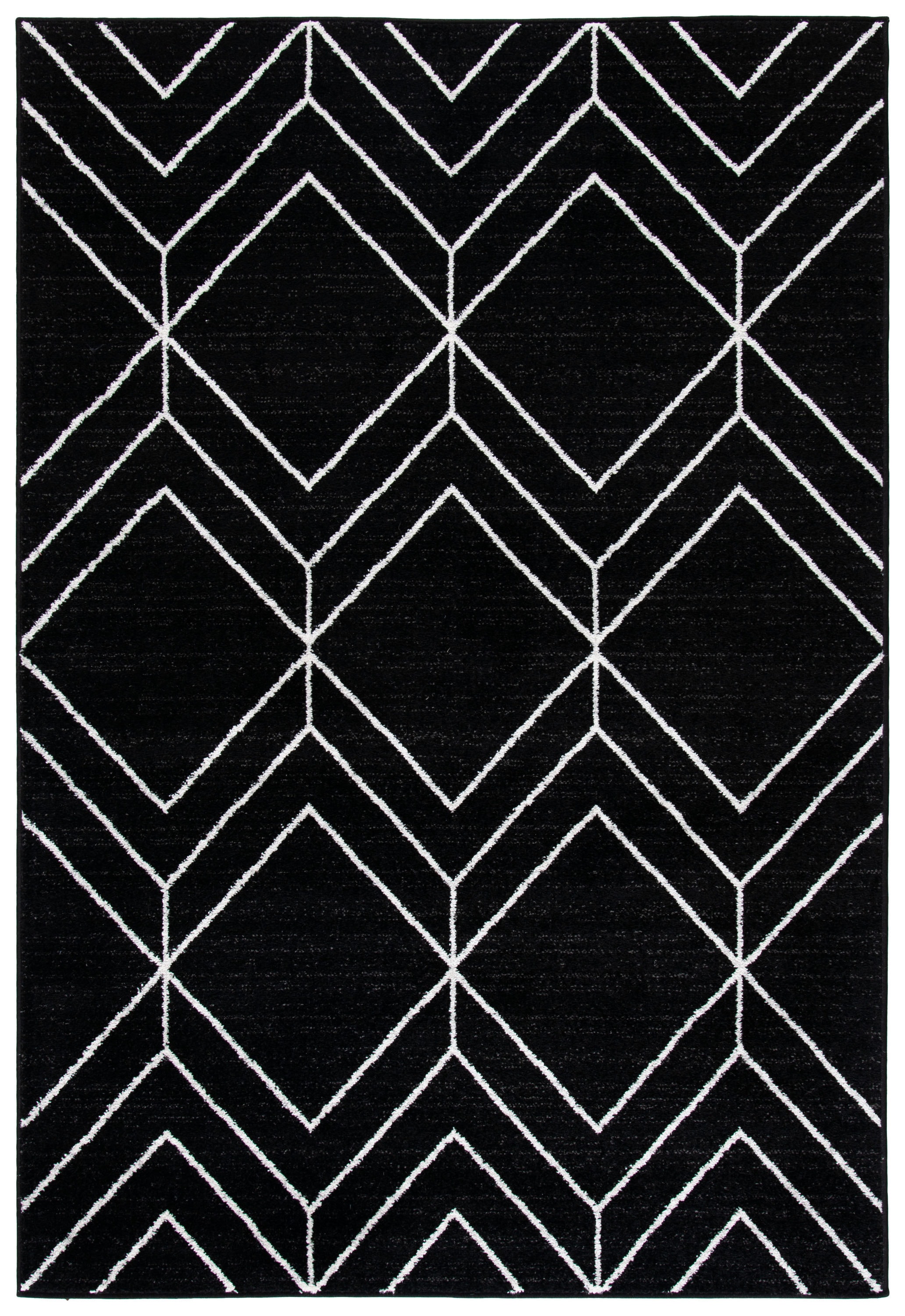 Braided Round Black and Ivory Synthetic Rug, 4' x 6'