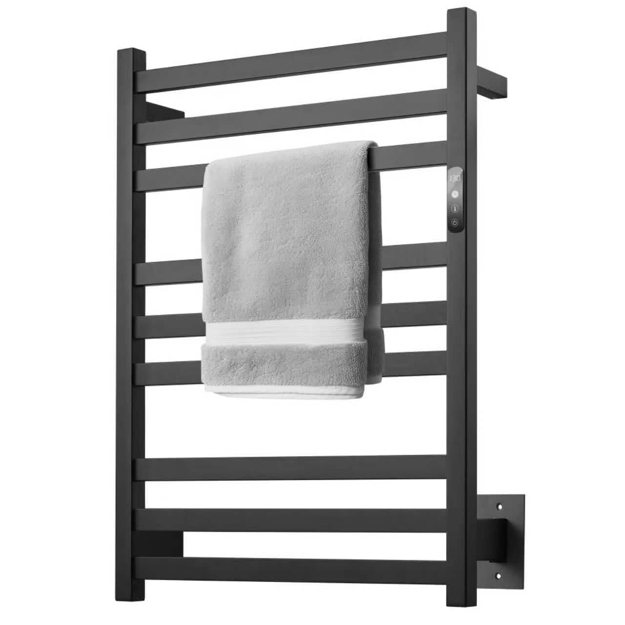 Justincity  9 Bar Wall Mounted Electric Towel Warmer Stainless Steel Heated Rack with Adjustable Timer and Temperature Plug In or Hardwired for