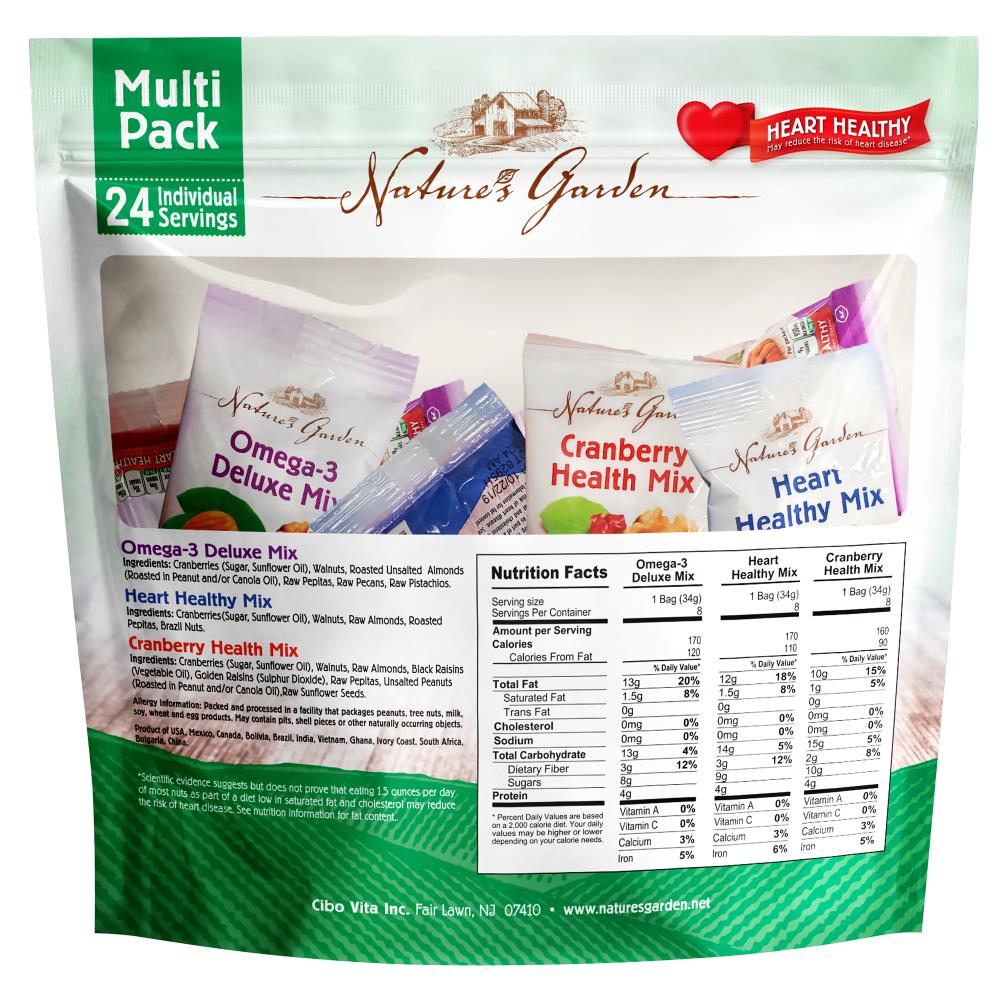 Nature's Garden Healthy Trail Mix Snack Packs, 1.2 oz, 24 Count - Heart  Healthy, Omega-3 Deluxe Mix, Cranberry Health Mix in the Snacks & Candy  department at