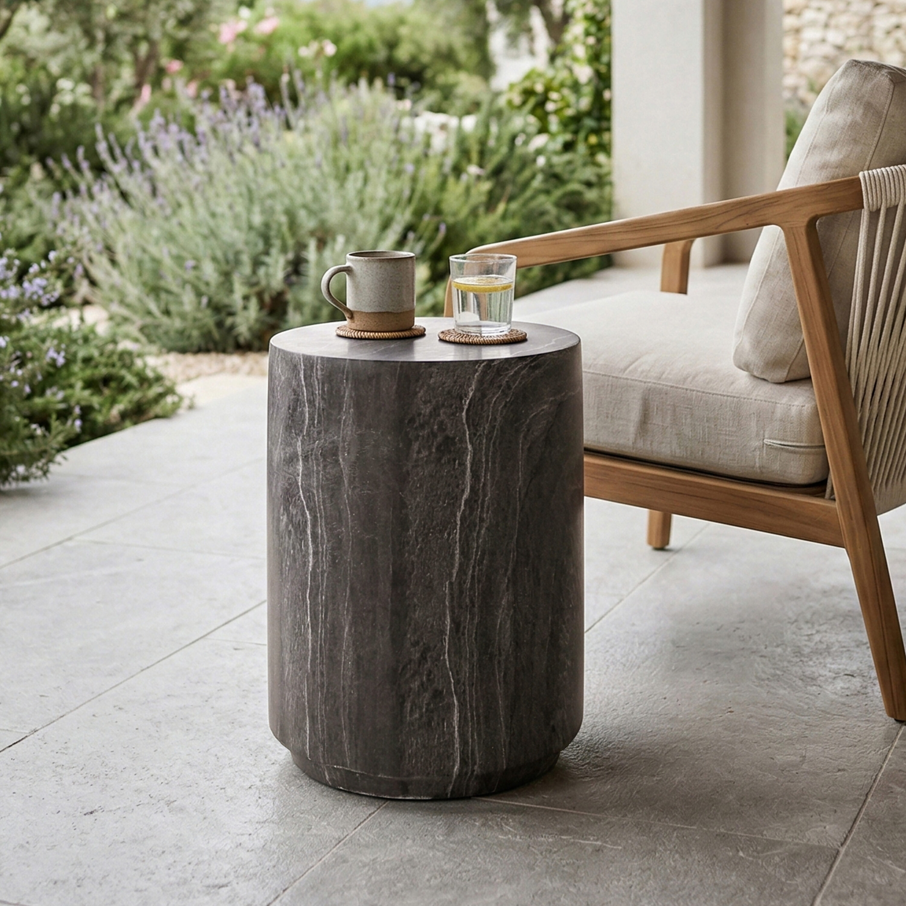 Furniture of America Seventi 14.25-in W x 18-in H Warm Gray Travertine ...