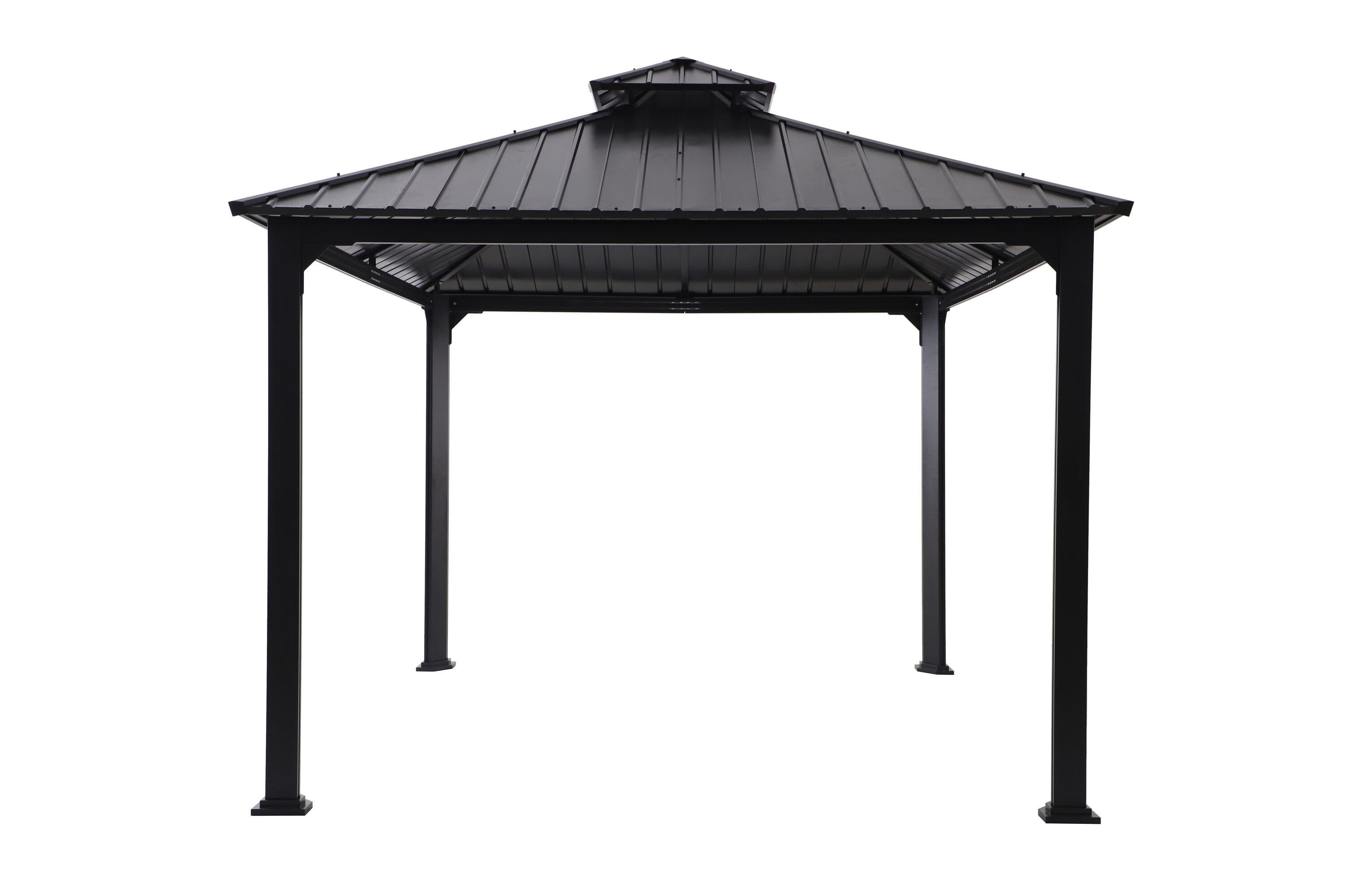 allen + roth GFM60131V 10-ft x 10-ft Black Gazebo with Hardtop Roof