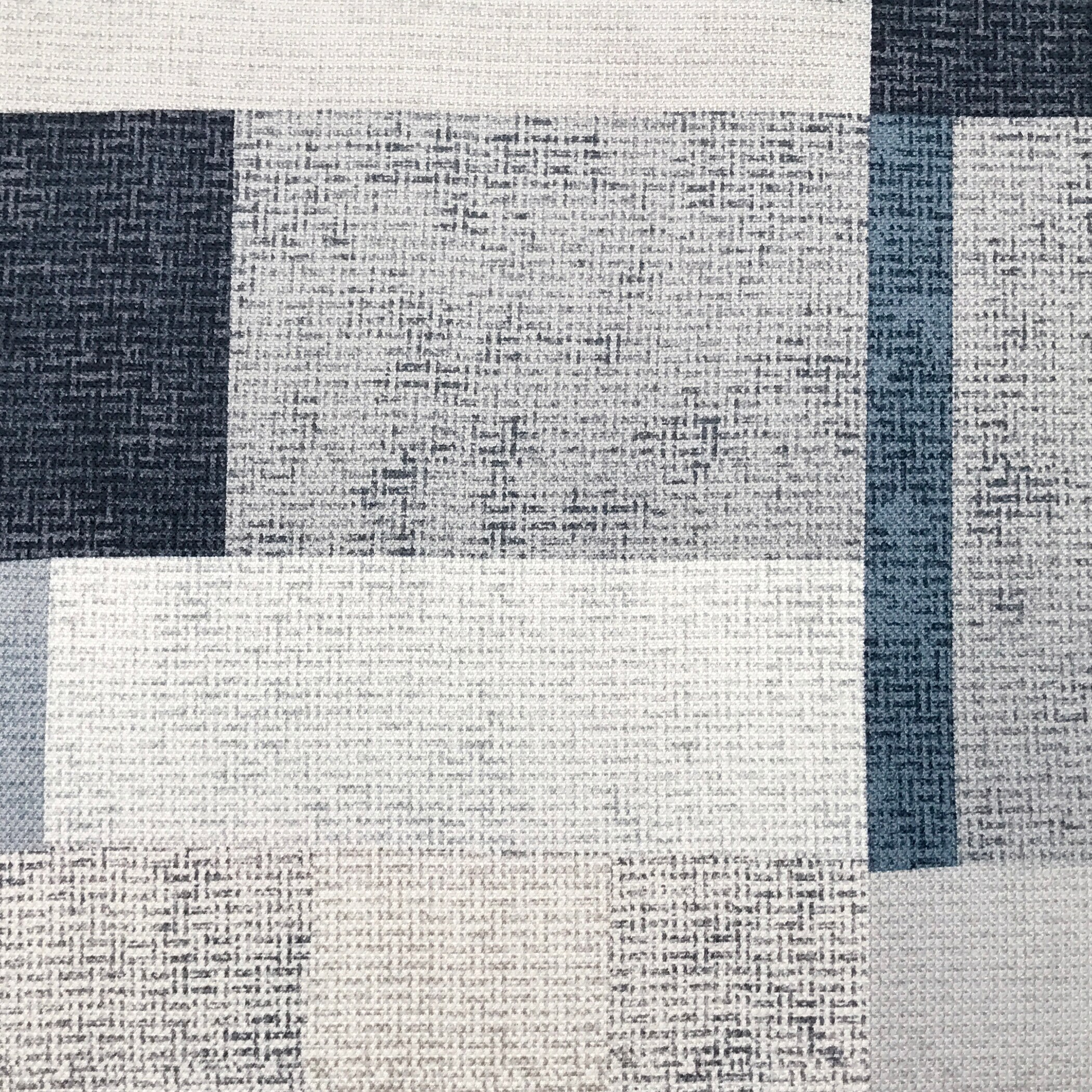 Navy and White Geometric Polyester Sheer Grommet Curtain Panel 40" x 63"