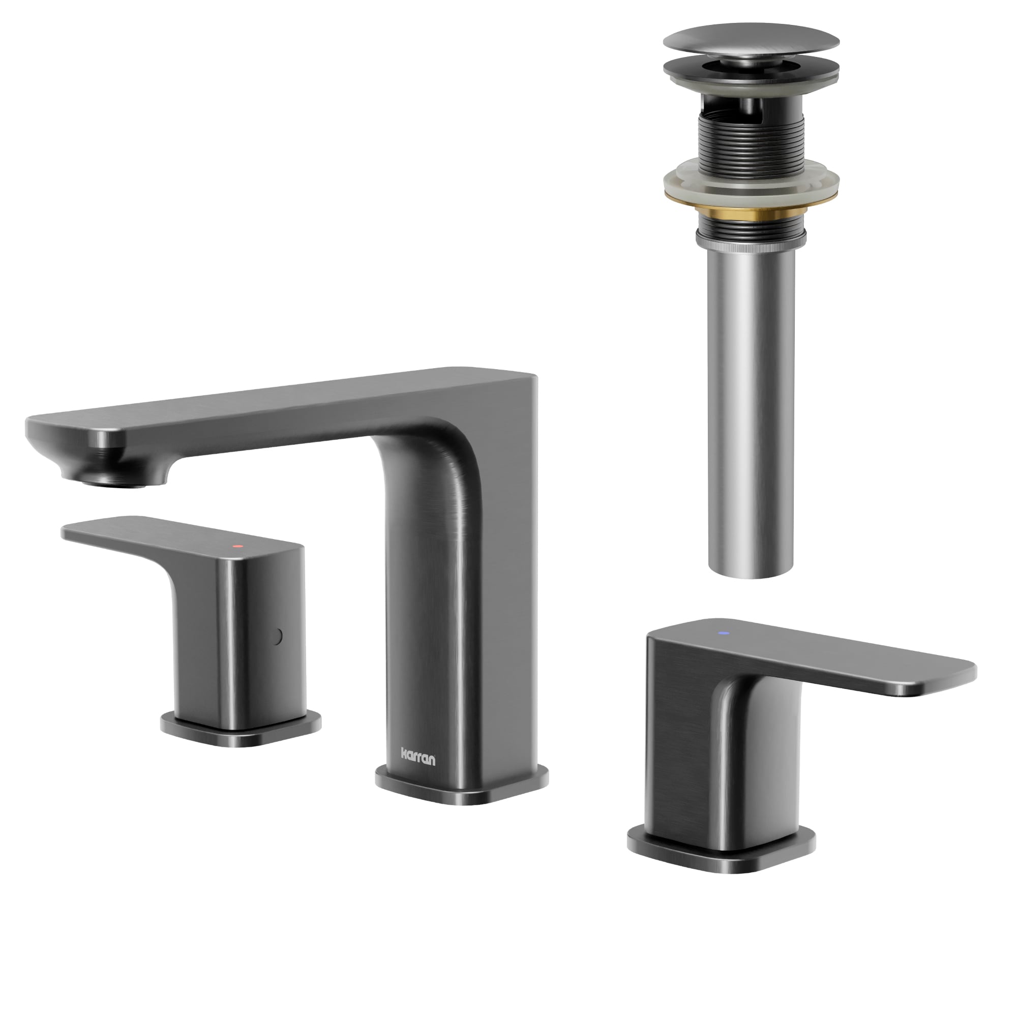 Karran KBF514GG Venda Gunmetal Grey Widespread 2-handle WaterSense Low-arc Residential Handle Bathroom Sink Faucet with Drain