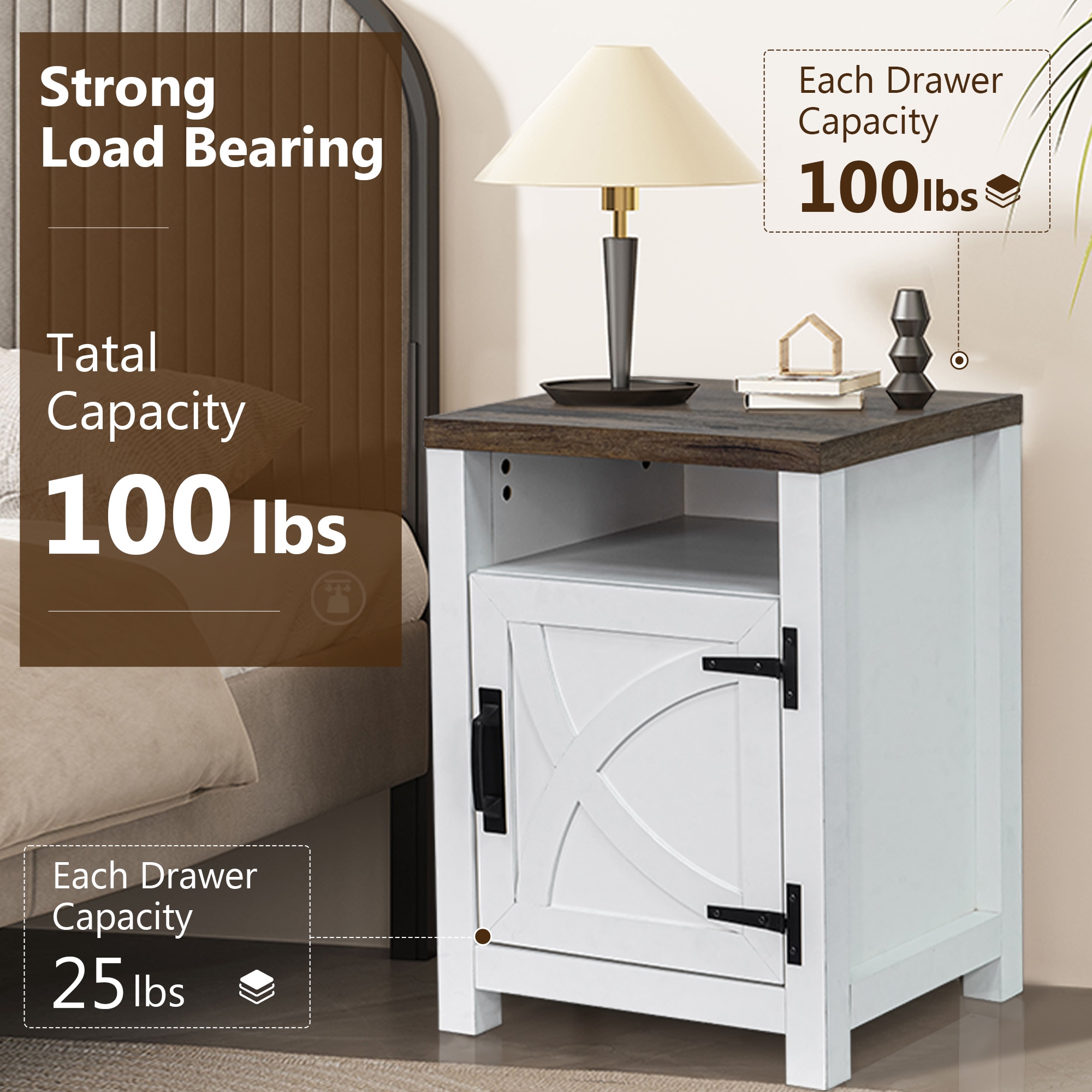 IHOMEadore White Nightstand BBJ11017-18-WHTDOK at Lowes.com IHOMEadore White Nightstand BBJ11017-18-WHTDOK at Lowes.com