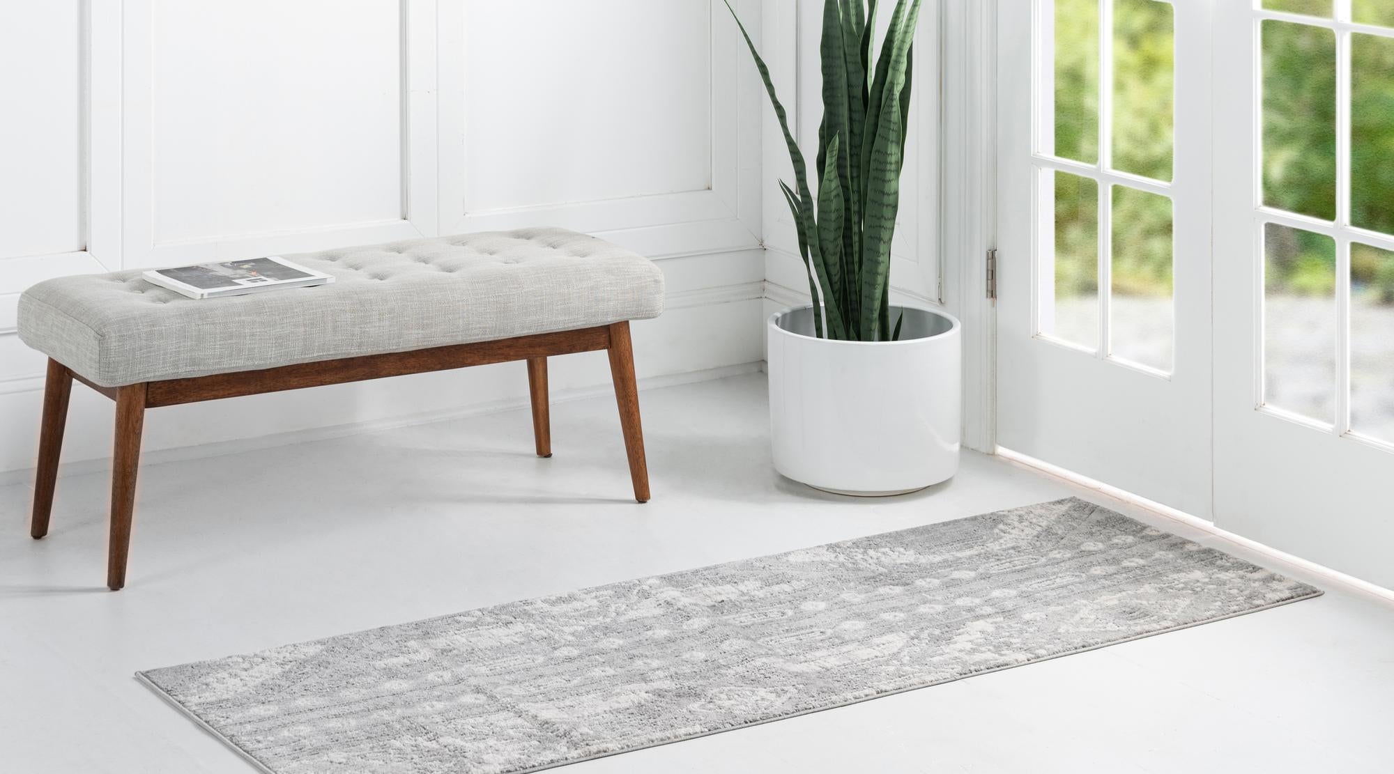 Unique Loom 3147163 Portland 2 x 8 (ft) Loomed Polypropylene Gray Rectangular Indoor Stripe Runner rug