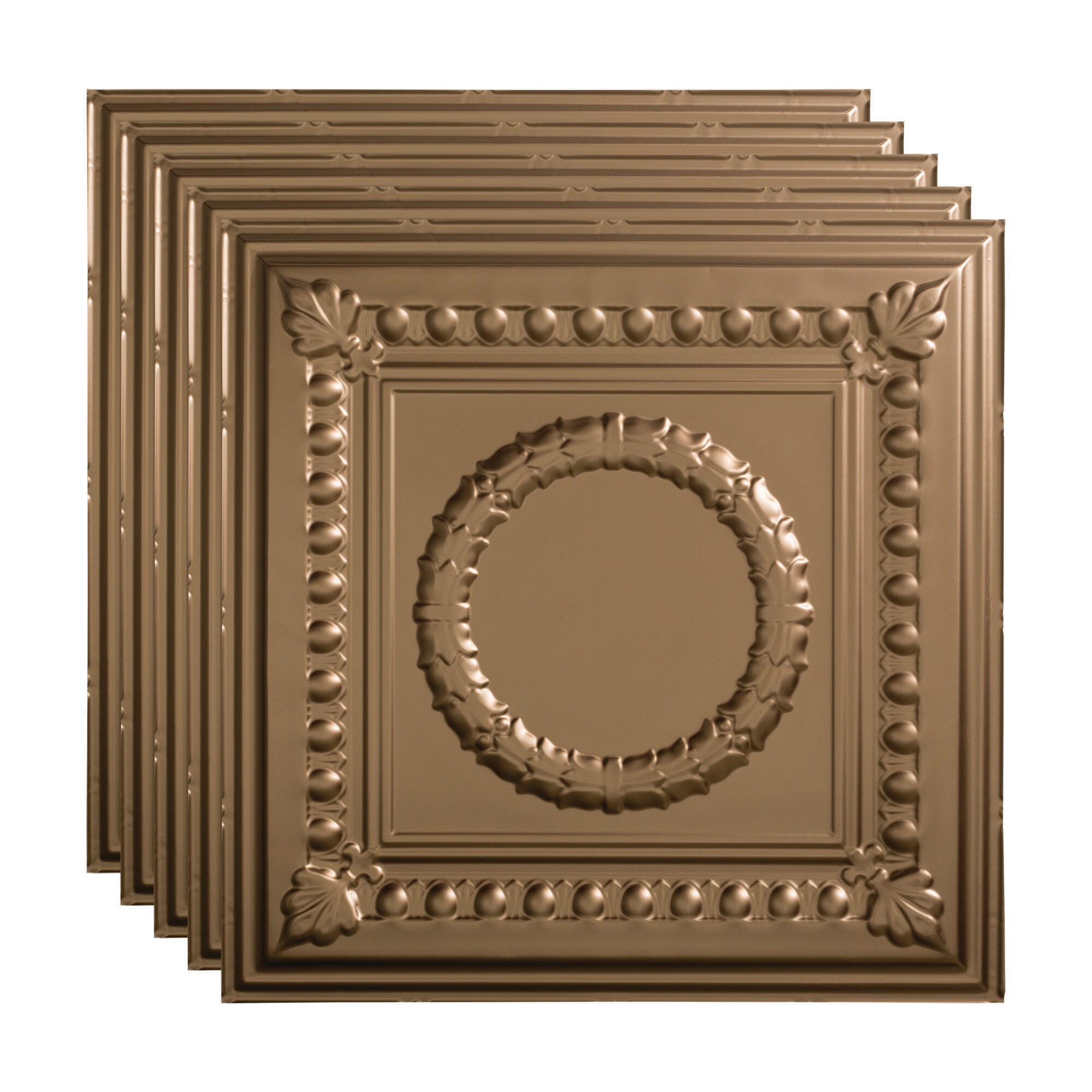 Fasade PL5728 2-ft x 2-ft Rosette Argent Bronze PVC Drop Ceiling Tile ( 5 -Pack, 20-Sq. Feet / Case )