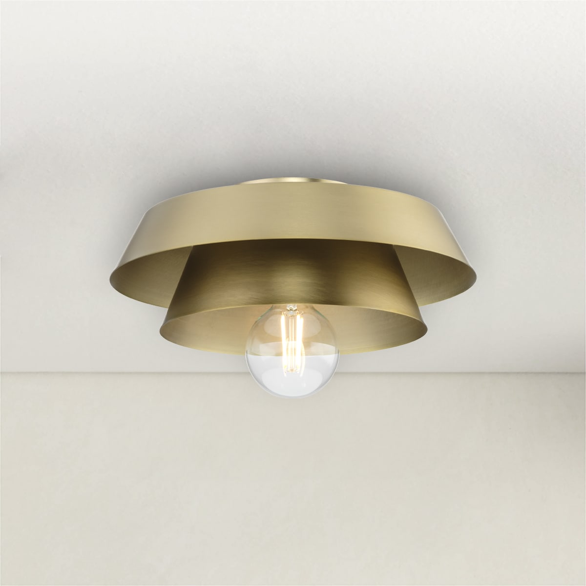 Progress Lighting A350004-191 Avec 1 -Light 12.38-in Brushed Gold Flush Mount Light