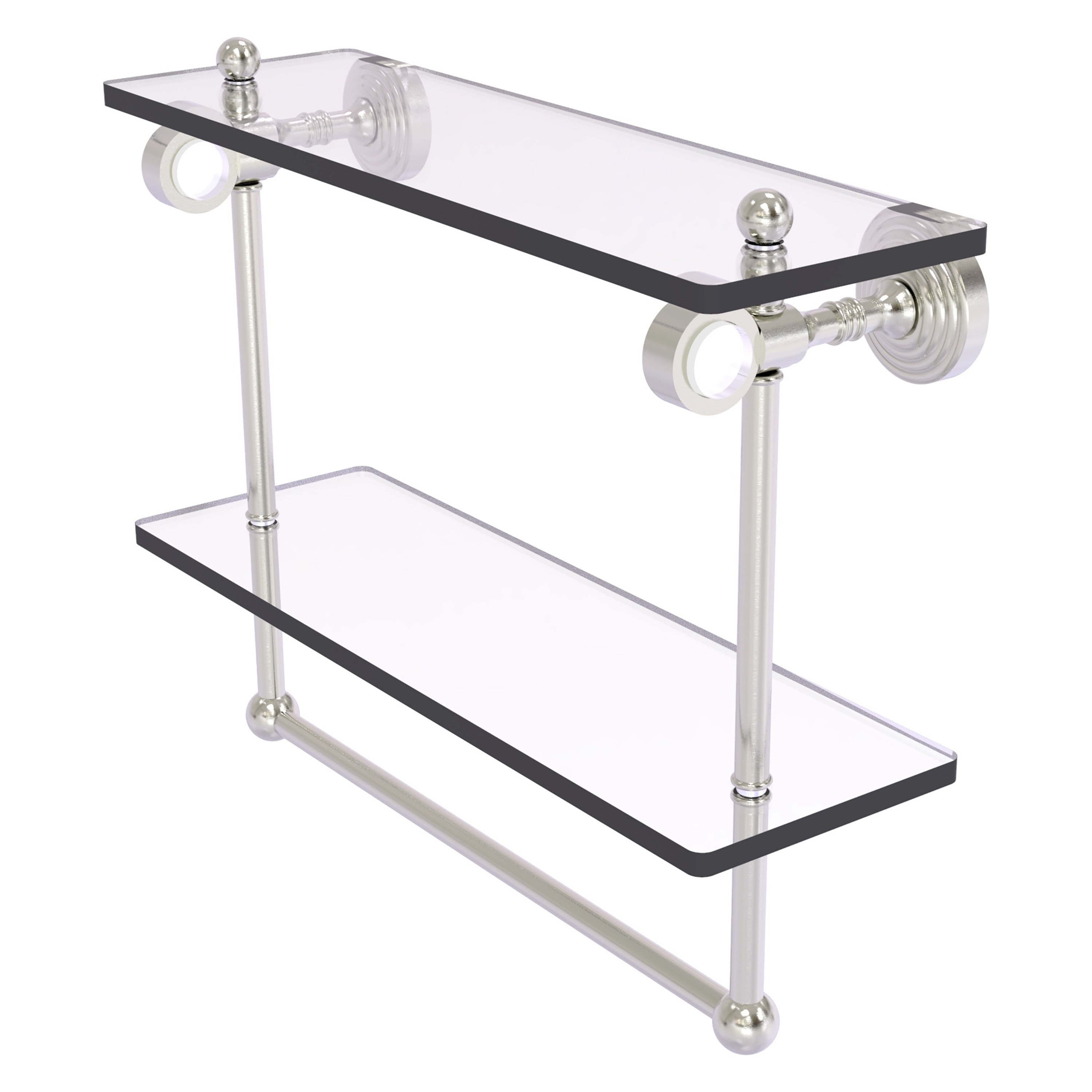 Allied Brass PG-2TB-16-SN Pacific Grove Satin Nickel 2 -Tier Wall mount Bathroom Shelf ( 16-in x 13-in x 5-in )