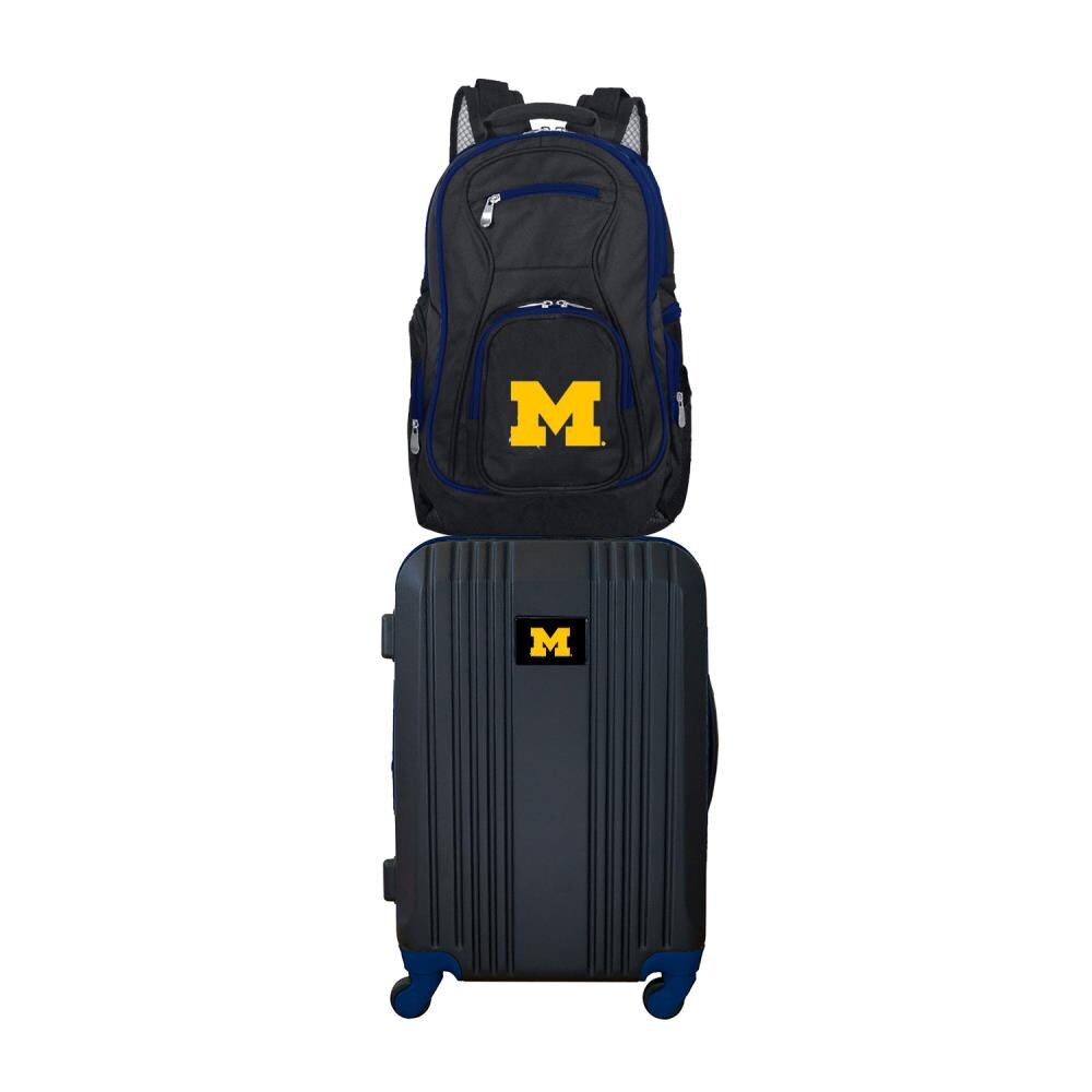 Mojo Licensing NCAA Michigan Wolverines 24 x 15 x 9.5 Black Polycarbonate Hardshell Suitcase Set