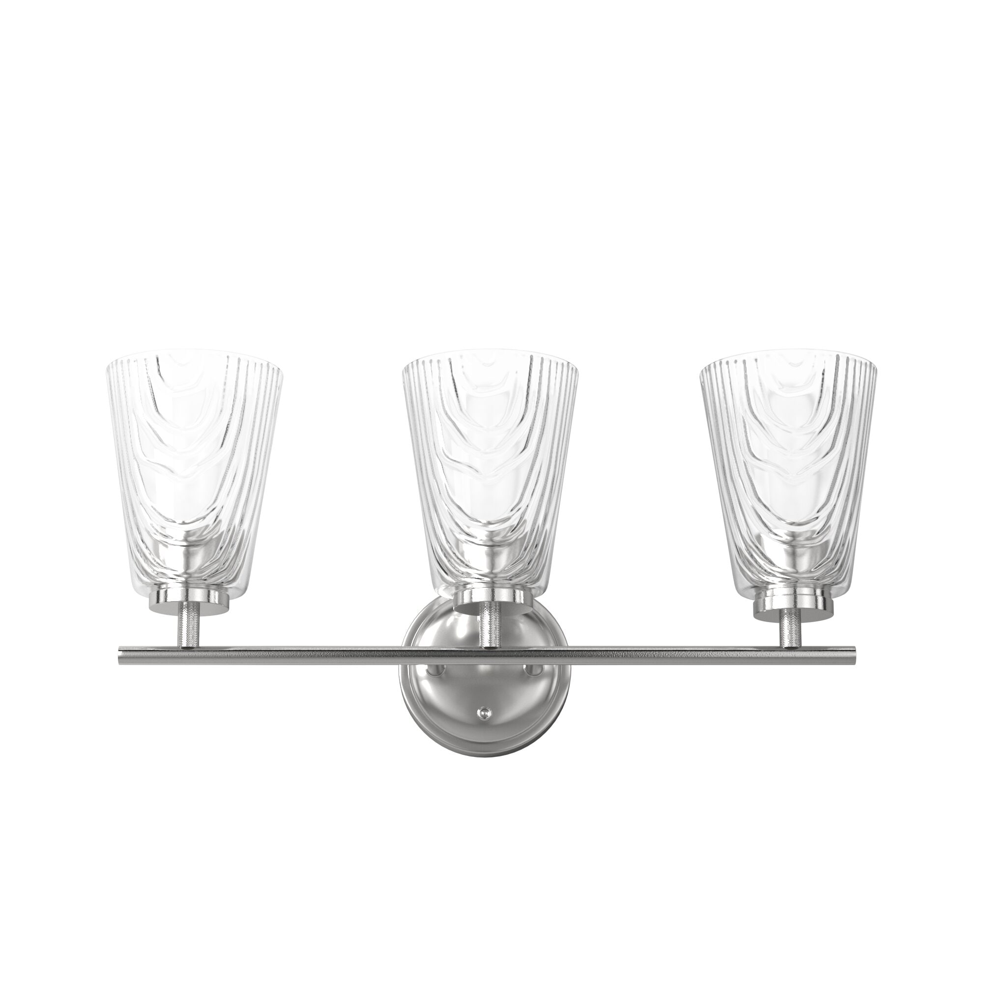 Polished Nickel 3-Light Bathroom Vanity Fixture with Glass Shades
