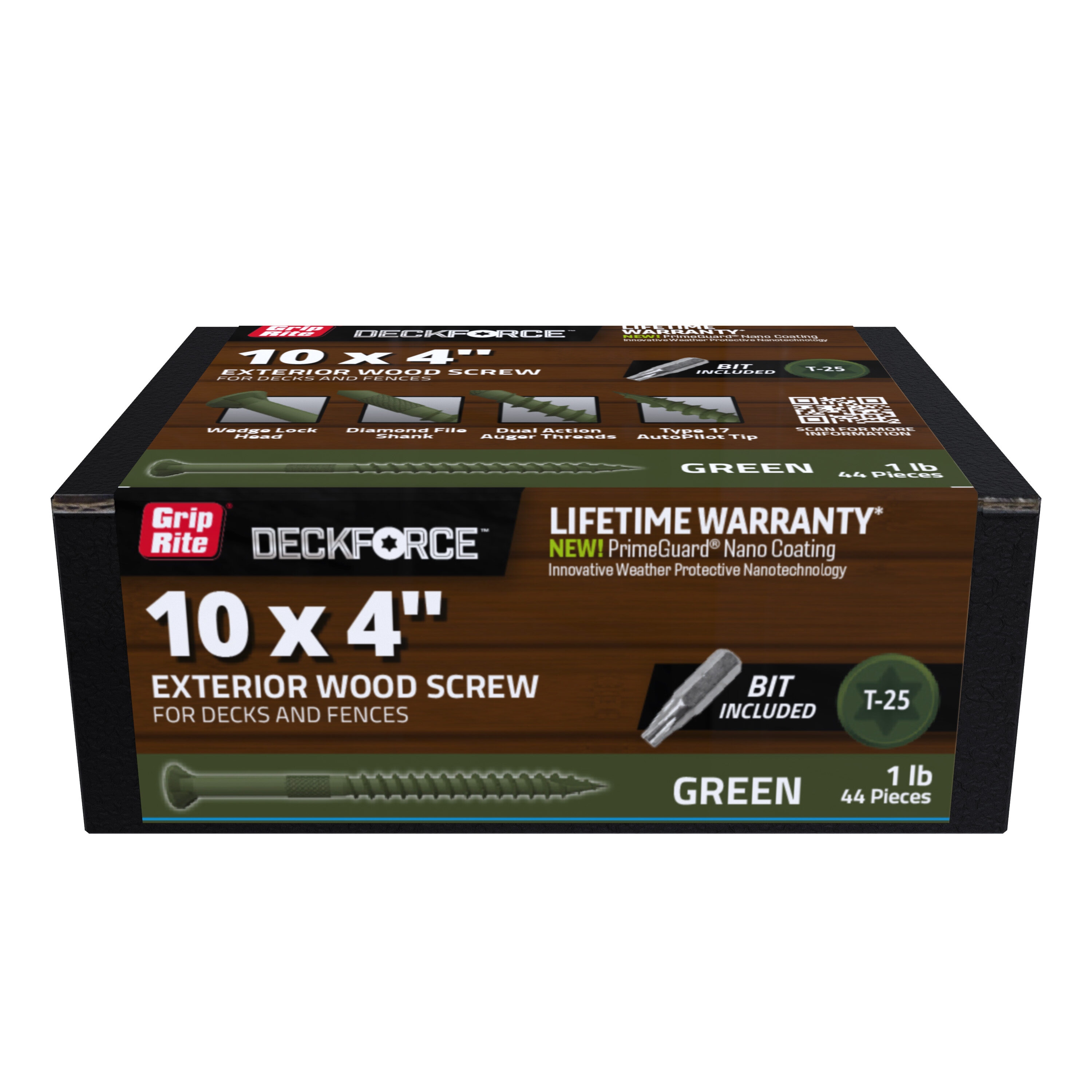 DeckForce by Grip Rite GRDF4STGR1 #10 x 4-in Wood to wood Deck Screws ( 44 -Per Box )
