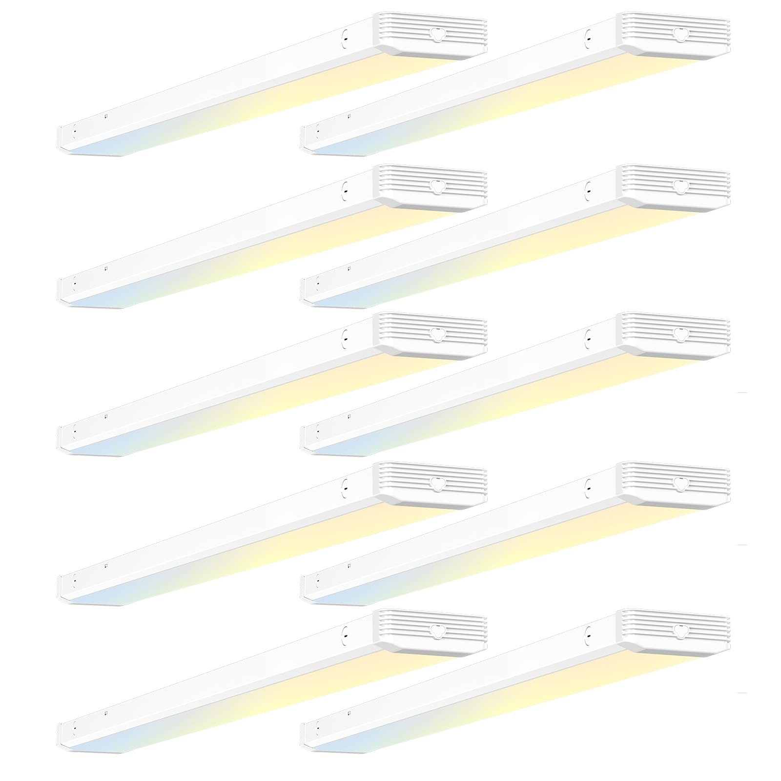 AOIZGMY  10 Pack 4ft LED Wraparound Light 3CCT Selectable 4000K 5000K 6500K 5500LM 50W Linkable Ceiling Mount Fixture for Kitchen Garage Office