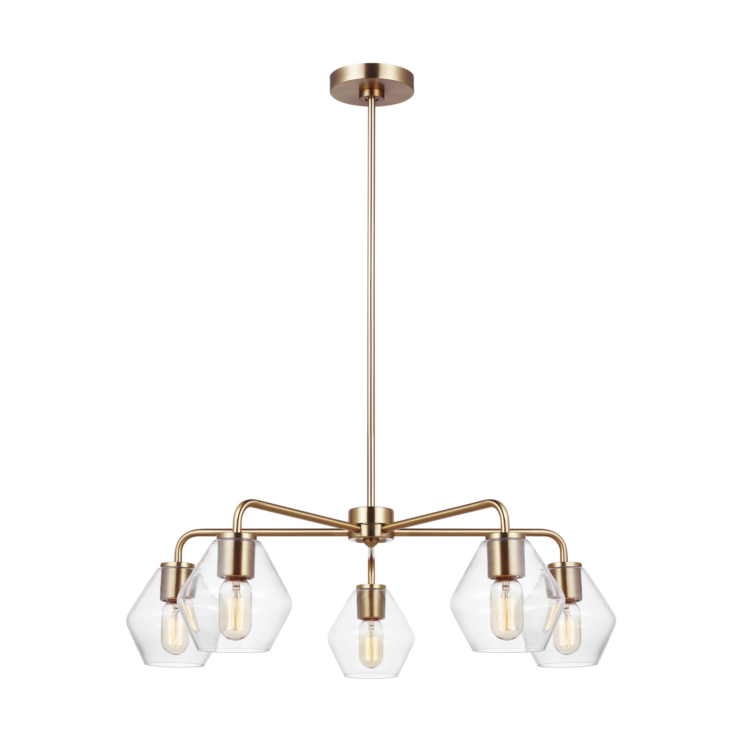Satin Brass Jett 5-Light Industrial Farmhouse Outdoor Chandelier