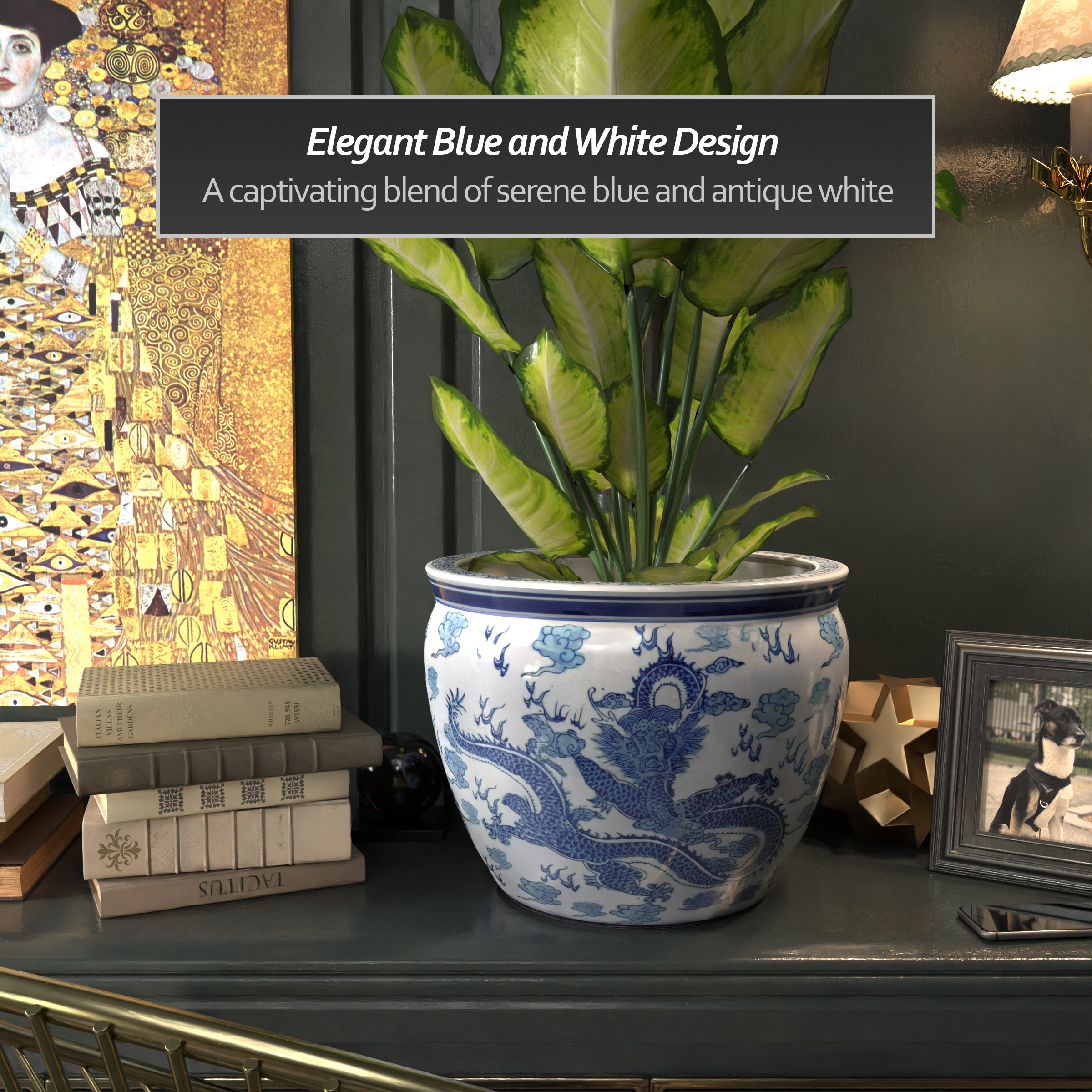 Oriental Furniture BW-16FISH-DRG1 Planter-Window-Box - View #5