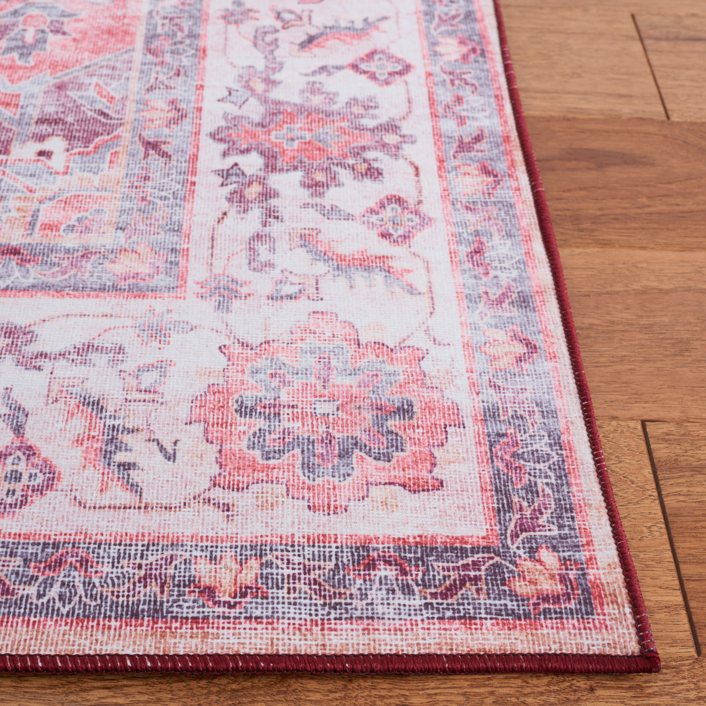 Tucson Square Rust Beige Easy-Care Synthetic Area Rug