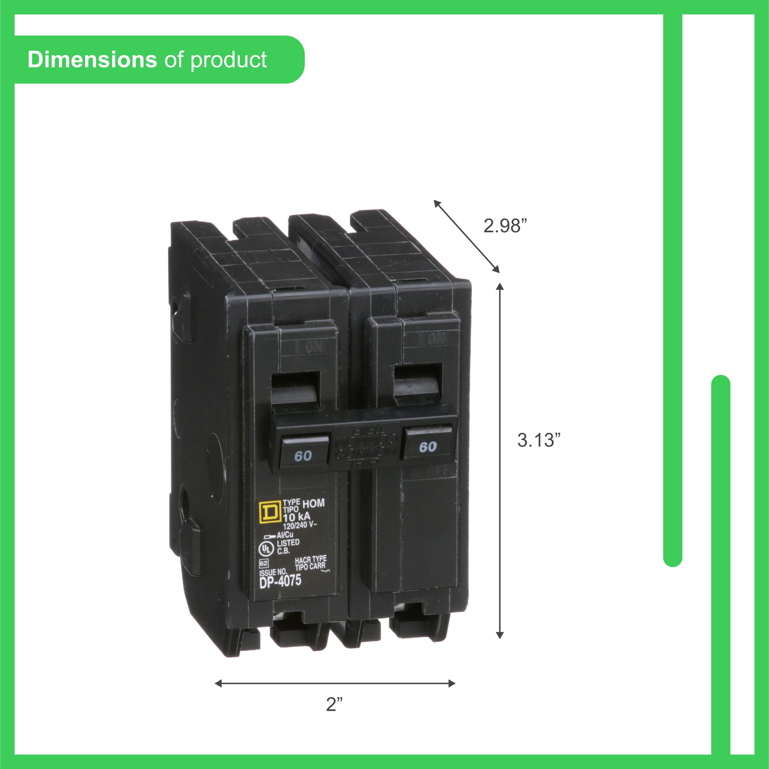 Square D Homeline 60-amp 2-Pole Standard Trip Circuit Breaker in the ...