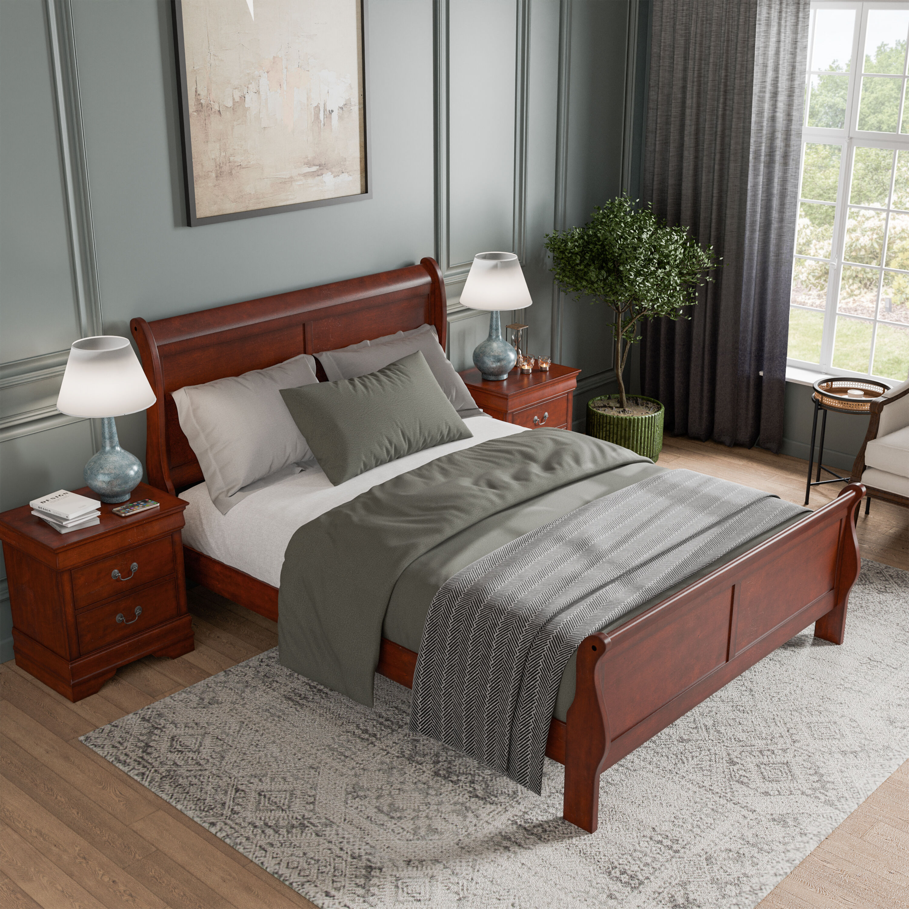 Furniture of America EC-7866CH-EK2NS Burkhart Cherry King Bedroom Set