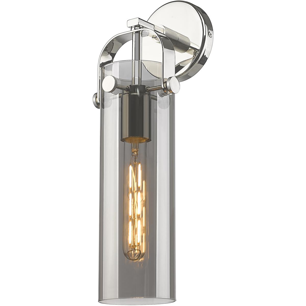 Innovations Lighting -  413-1W-PN-G413-1W-4SM Downtown Urban Pilaster Wall Sconce Polished Nickel