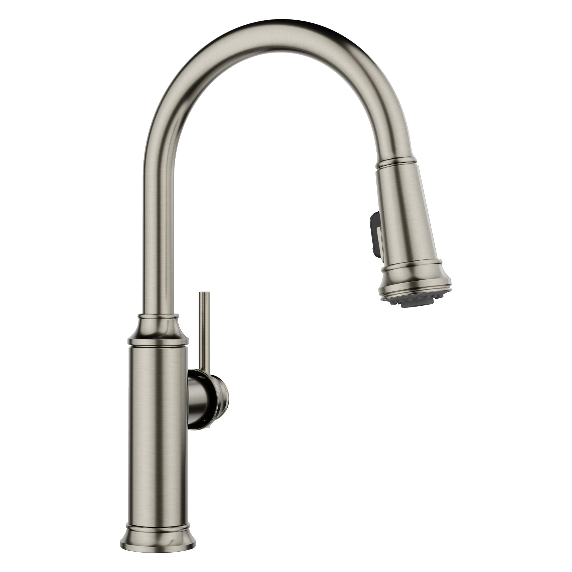 Blanco 443245 Satin Platinum Single Handle Deck-mount Pull-down Kitchen Faucet with Sprayer