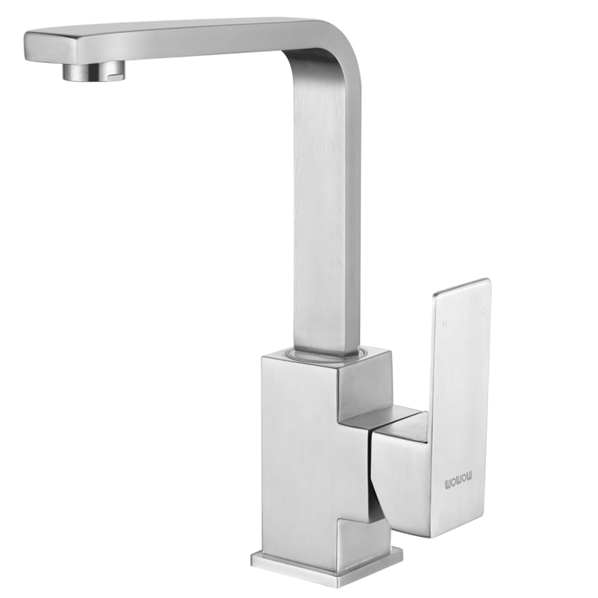 WOWOW 2312301-AMUS Brushed nickel Single hole 1-handle High-arc Commercial/Residential Handle Bathroom Sink Faucet
