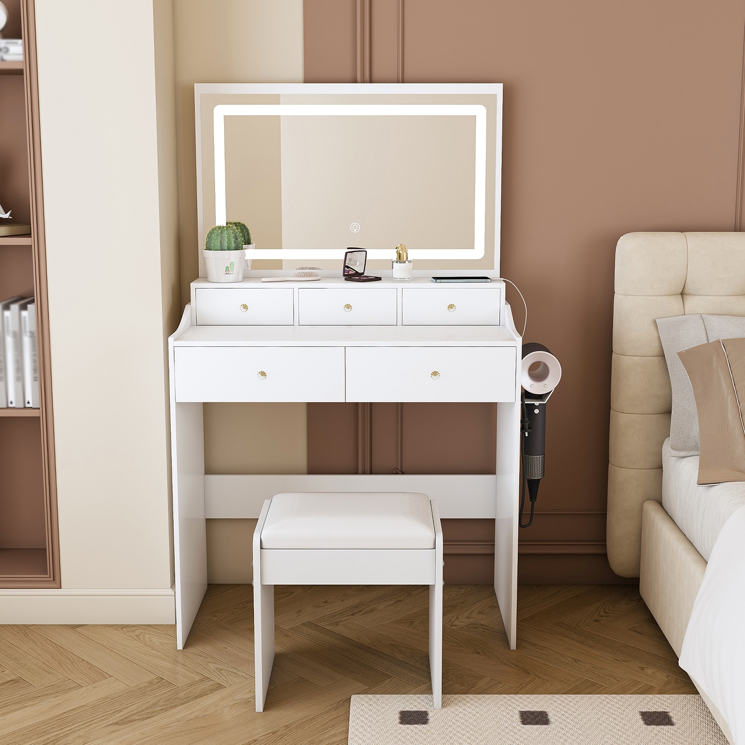 GZMR GZ-MIR6636 31.5-in White Makeup Vanity