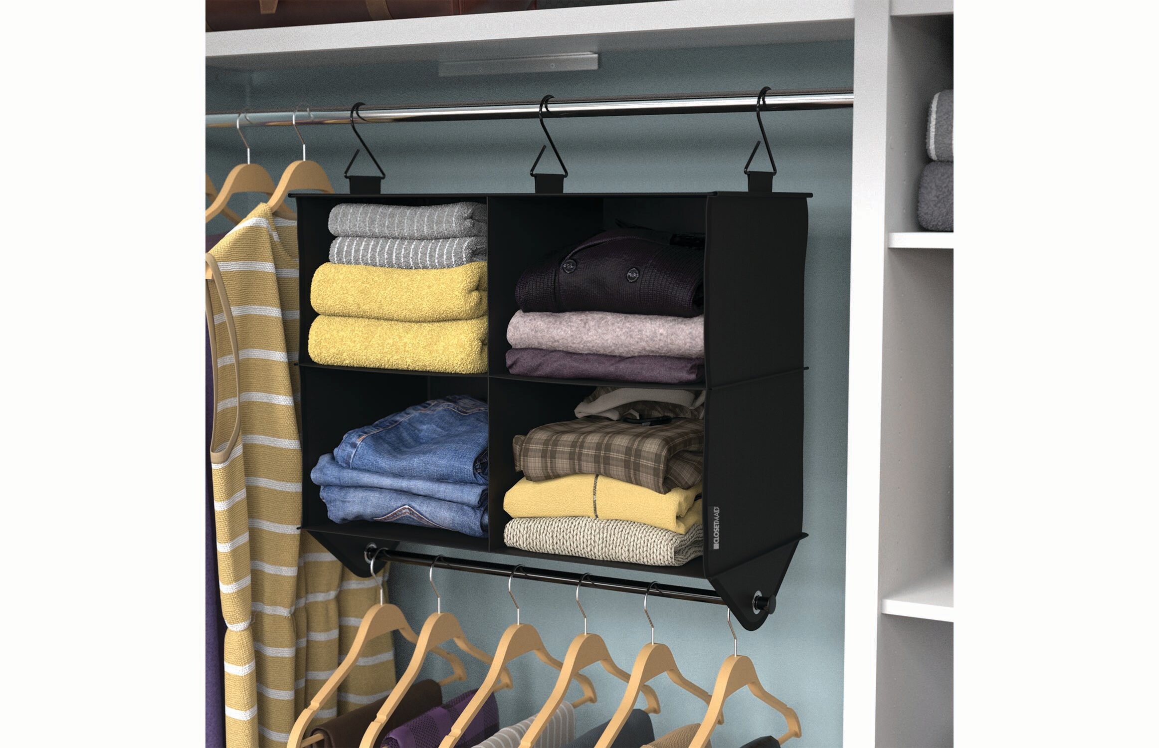 WeThinkStorage 12 x 12 x 42 Foldable 6-Shelf Hanging Closet Organizer  Clay