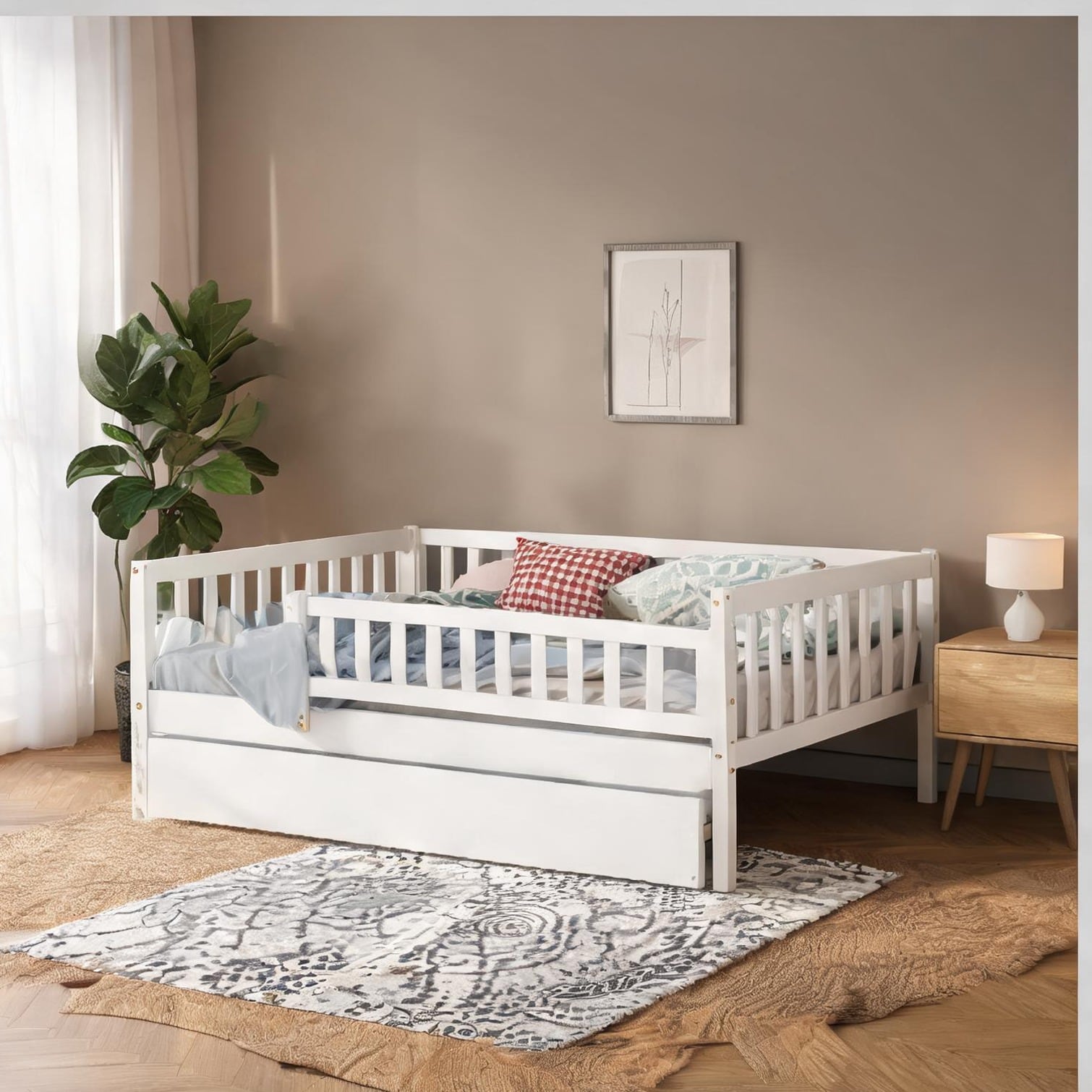 chillscreamni Daybed with Solid Pine pairing MDF with White Finish and Storage 79.5 x 41.8 x 28.3 in