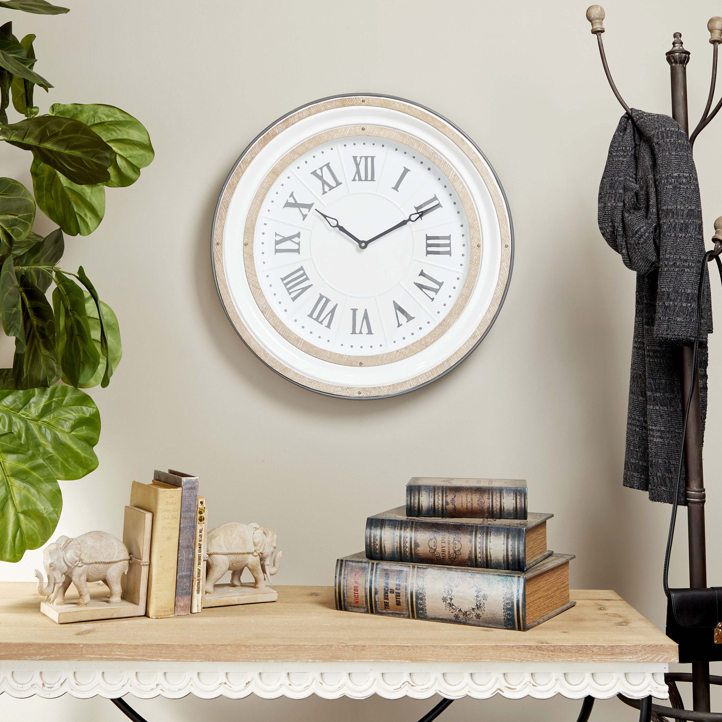 Grayson Lane 18963 Metal Analog Round Wall Farmhouse