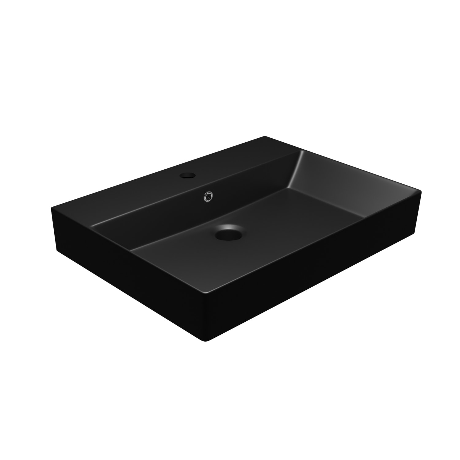 WS Bath Collections ENERGY 60.01 BM Energy Ceramic 17.7-in Wall-mount Rectangular Modern Matte Black Bathroom Sink