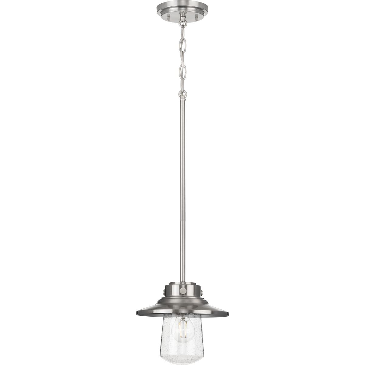 Tremont 9" Stainless Steel Seeded Glass Farmhouse Mini-Pendant