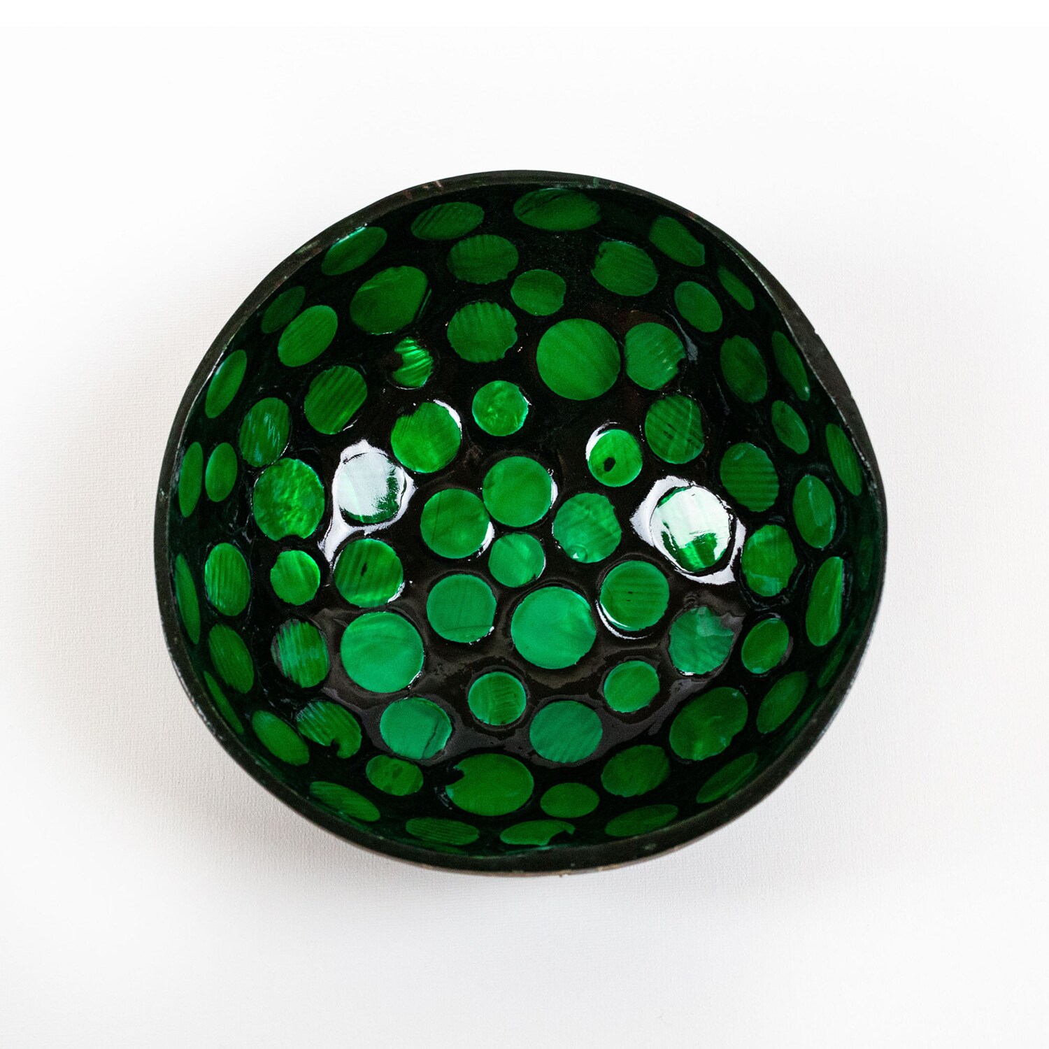 La Pastiche Green Coconut Shell Modern Decorative Bowl In The ...