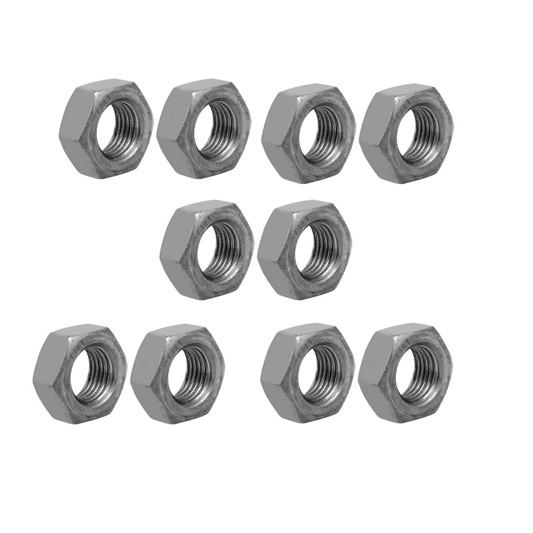 Unique Bargains 10pcs M14 x 1.5mm Pitch Metric Fine Thread Carbon Steel Left Hand Hex Nuts #S25072800UX9295