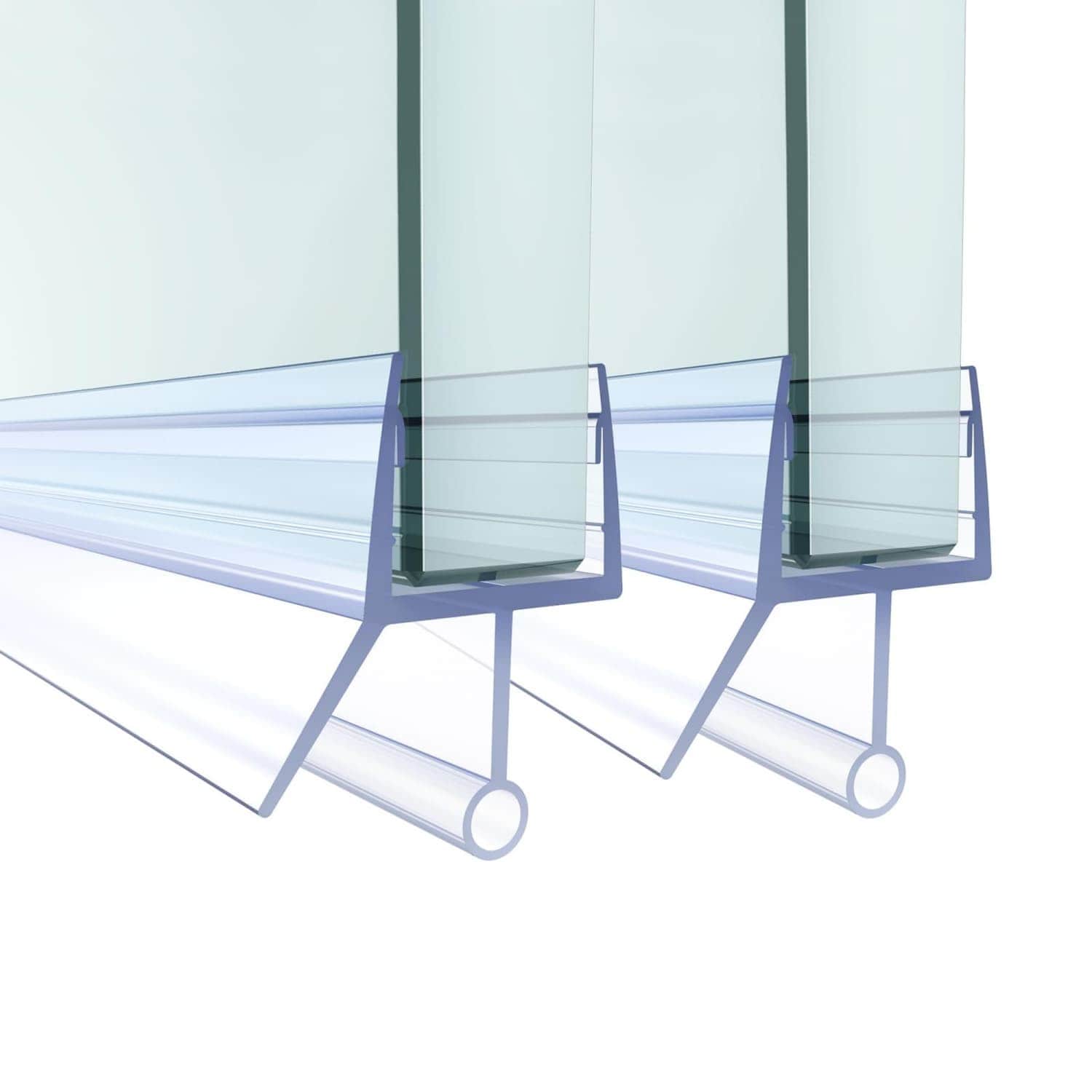 OGETFUUR 2-Pack 1/2-in Clear PVC Shower Door Bottom Sweep with 12mm Drip Rail for Frameless Glass Doors