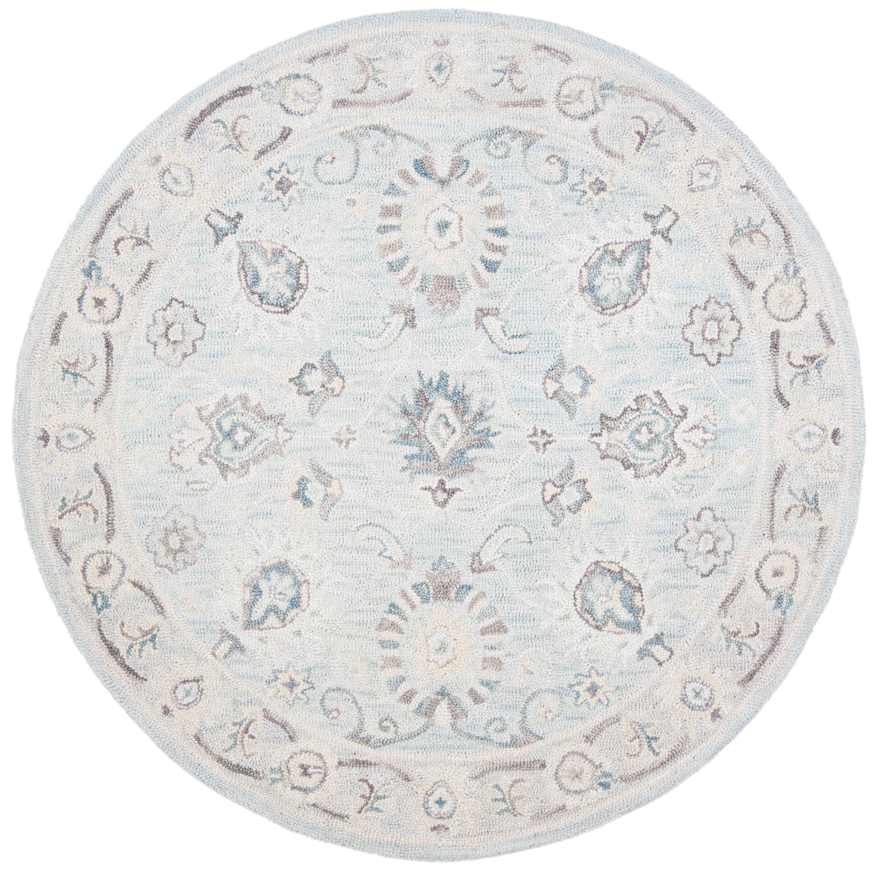 Safavieh BLM702F-6R Blossom Fletcher 6 x 6 (ft) Tufted Wool Gray/Multi Round Indoor Floral/Botanical Bohemian/Eclectic Area rug