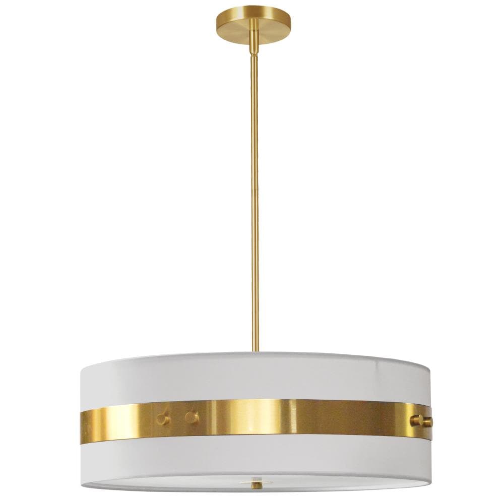 Dainolite WIL-224P-AGB-WH Willshire 4 -Light White Transitional Drum Medium Hanging Pendant light