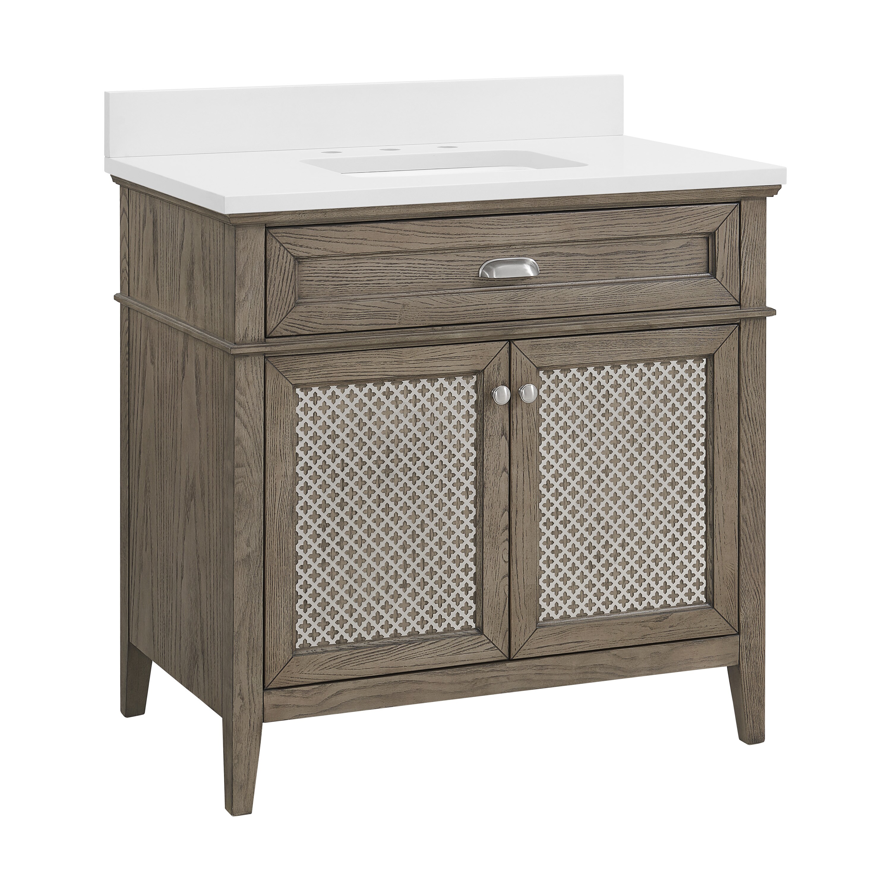 Nicole Curtis Northville 36-in Rustic Taupe Oak Undermount Single