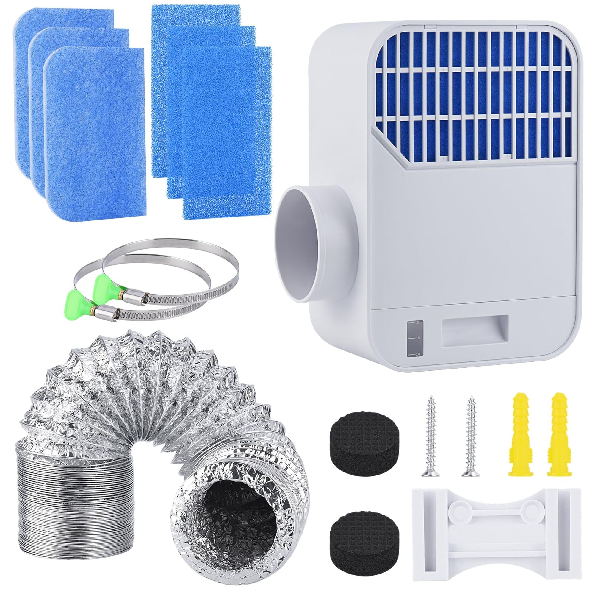 Angel Sar Indoor Electric Dryer Vent Kit 3-in-1 with Dryer Lint Trap 6 Polyester Filters 10ft Vent Hose and Energy Efficient Water Drawer System for Enhanced Air Quality