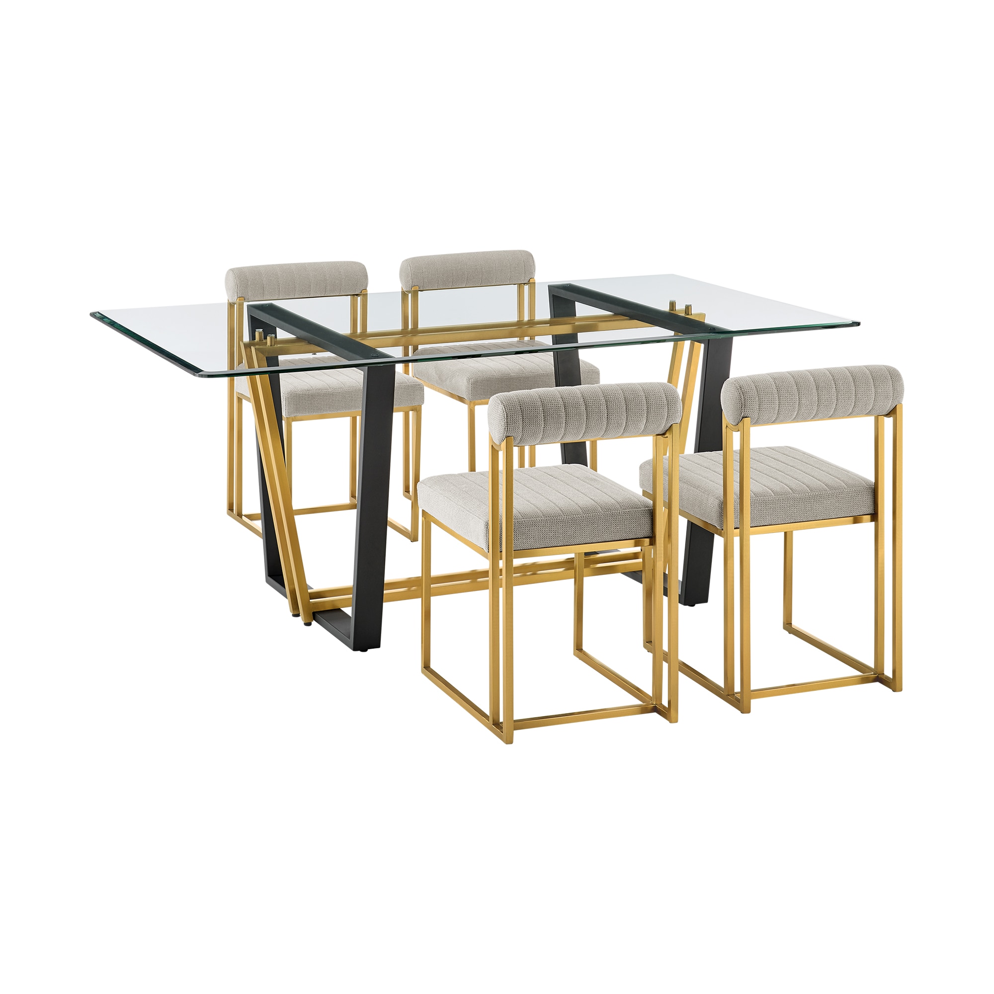 Armen Living SETKA5BGLTP Brushed Stainless Steel Contemporary/Modern Dining Room Set with Rectangular Table ( Seats 4 )