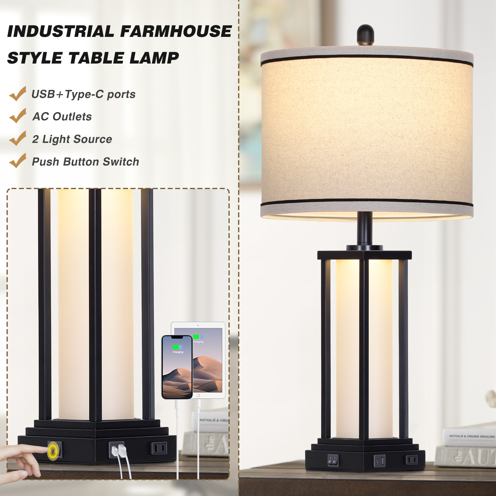 UrFurnishings TD-524 Table-Lamps - View #4