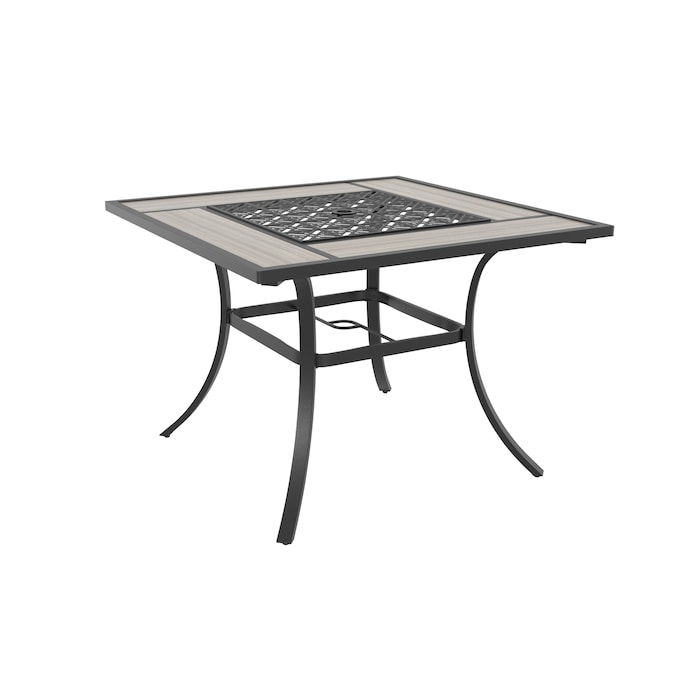 Style Selections Elliot Creek Square Outdoor Dining Table 40 In W X L With Umbrella Hole The Patio Tables Department At Com - Ceramic Tile Patio Dining Table