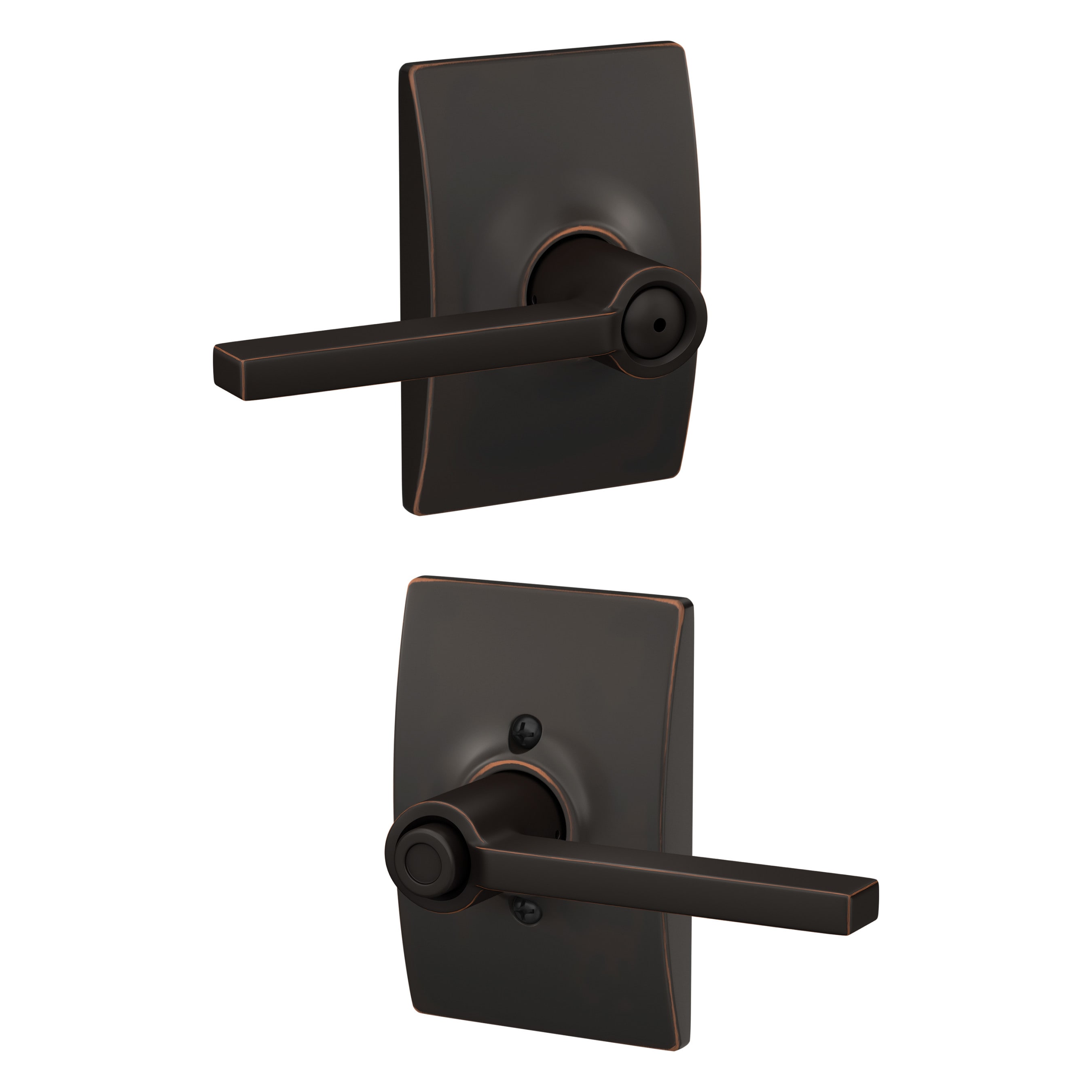 Schlage F40 LAT 716 CEN F40 Lat/Cen Latitude -Century Aged Bronze Interior Bed/Bath Privacy Door Handle