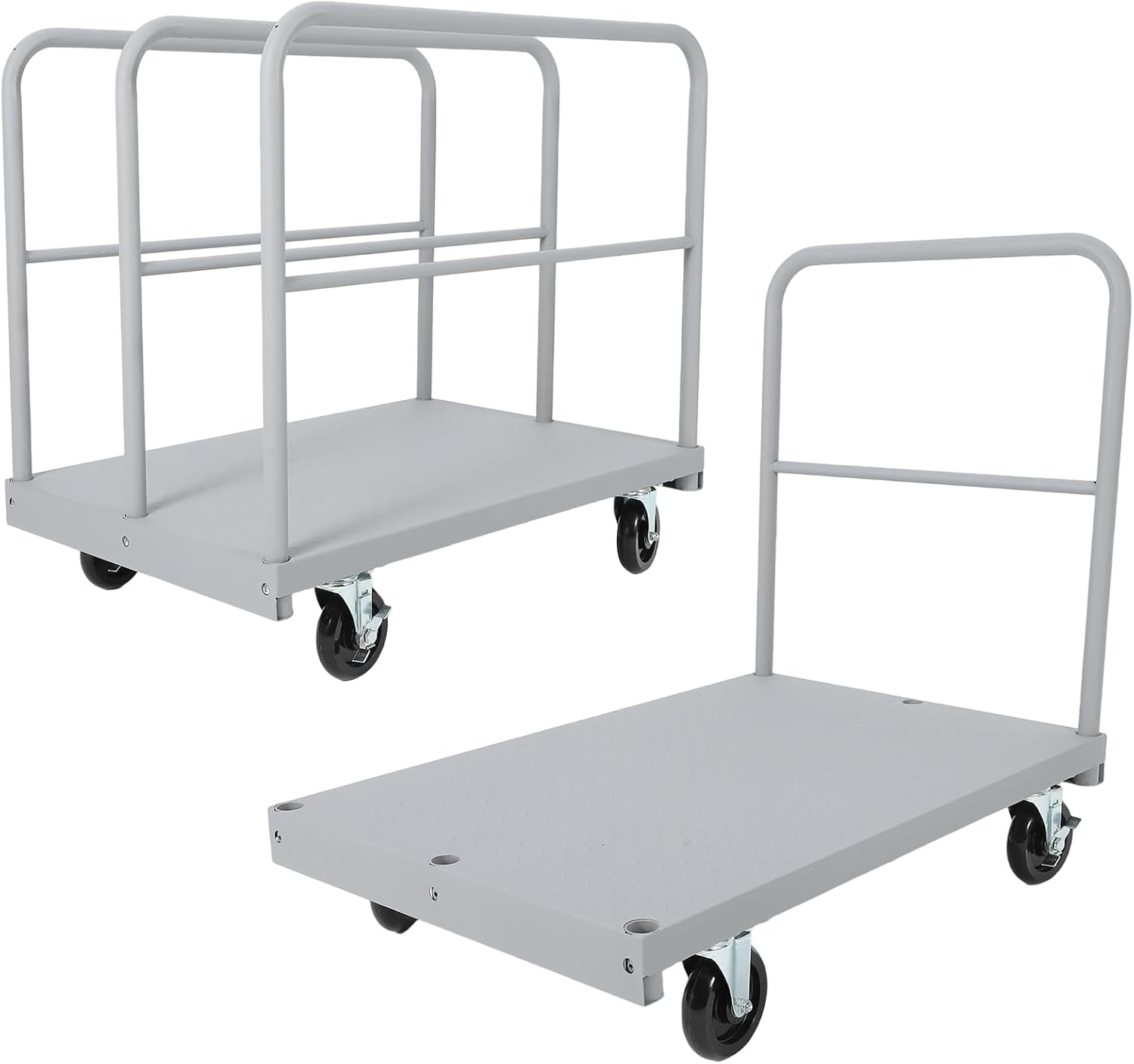 GAOMON 2-in-1 Steel Panel Truck Cart 36x24 Inch Flatbed with 2200 LBS Capacity Heavy Duty Dolly with 3 Removable Side Handrails and 360 Swivel Wheels for Industrial Use