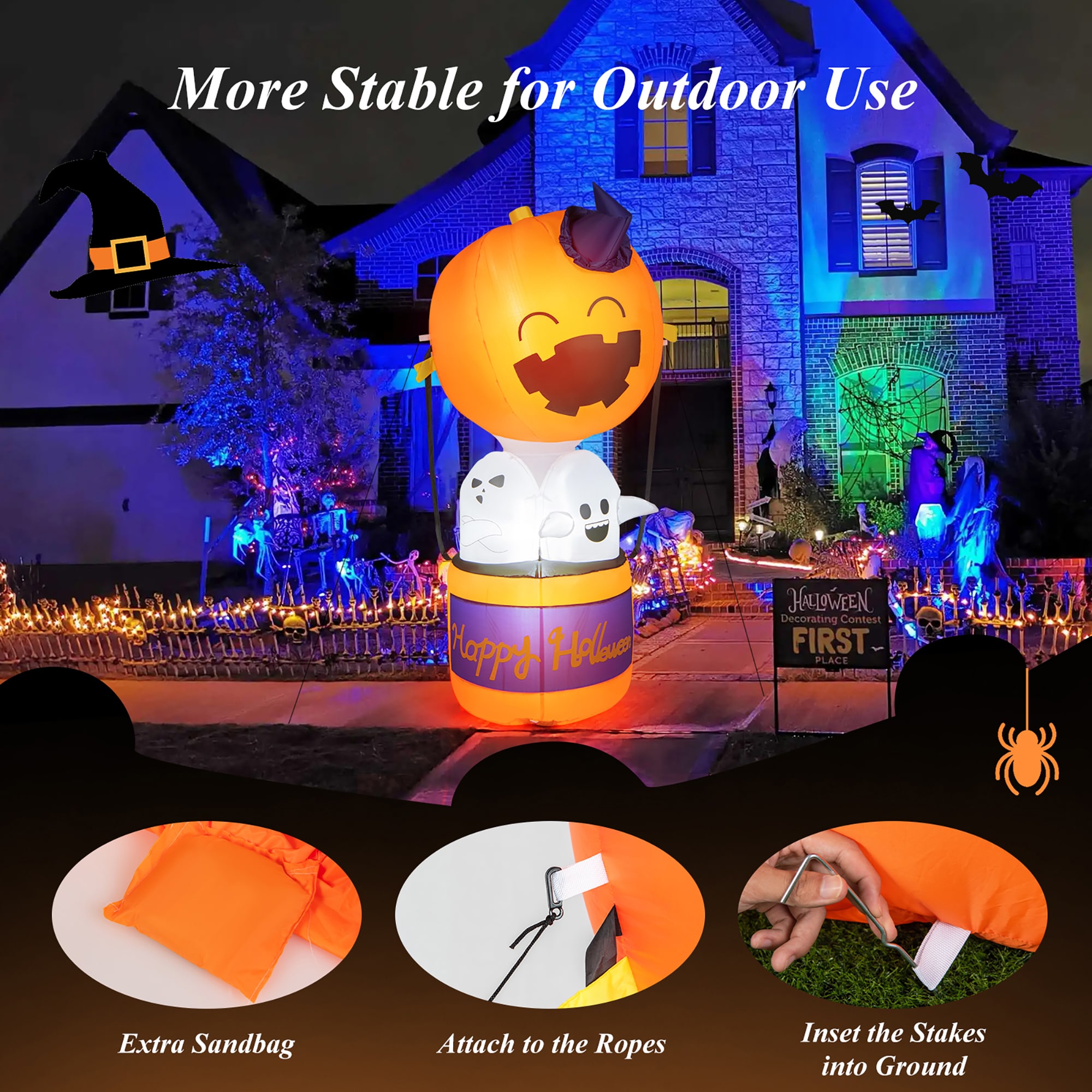 Goplus 4-ft Pre-Lit Happy Halloween Inflatable in the Outdoor