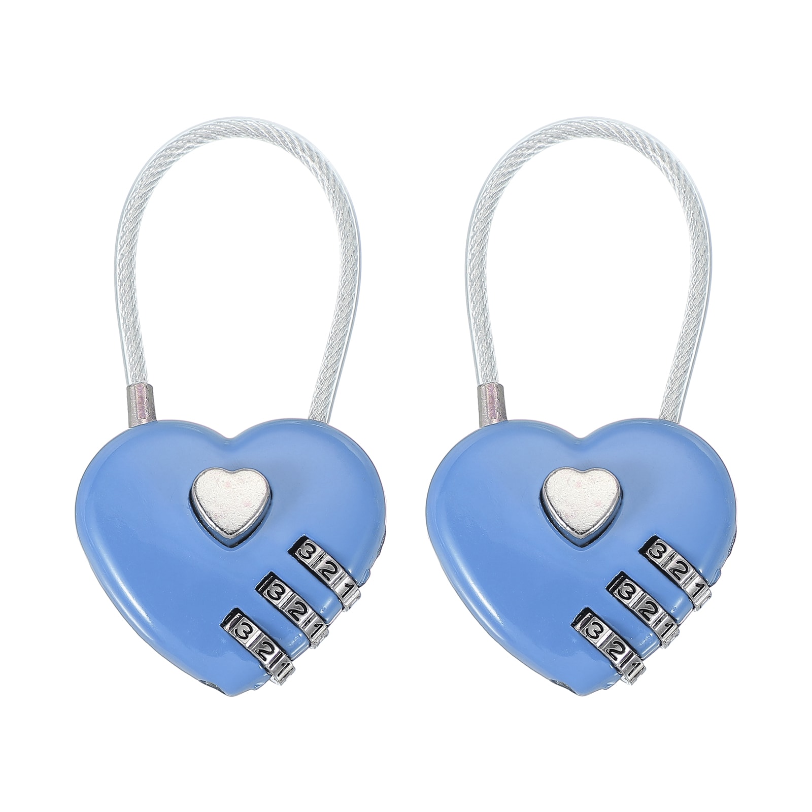 Unique Bargains Heart Padlock 3 Digit Combination Lock Heart Shape Mini Code Locks for Jewelry Storage Box Valentine Gift Travel Bags Gym Outdoor Combo Lock Blue 2 pcs