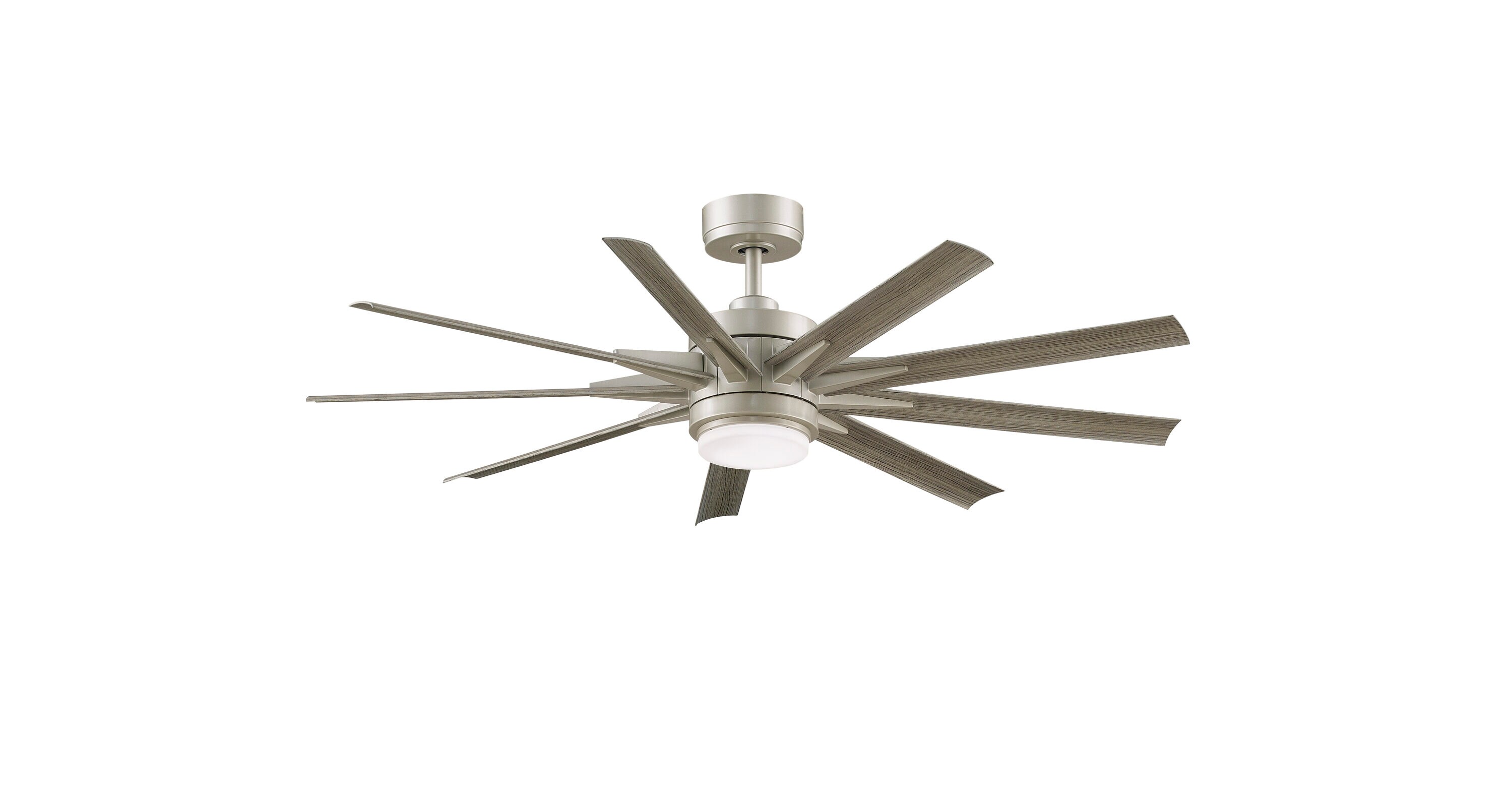 Odyn Custom 56-in Brushed Nickel Color-changing LED Indoor/Outdoor Smart Ceiling Fan with Light Remote (9-Blade) | - Fanimation FPD8152BNW-56WEW