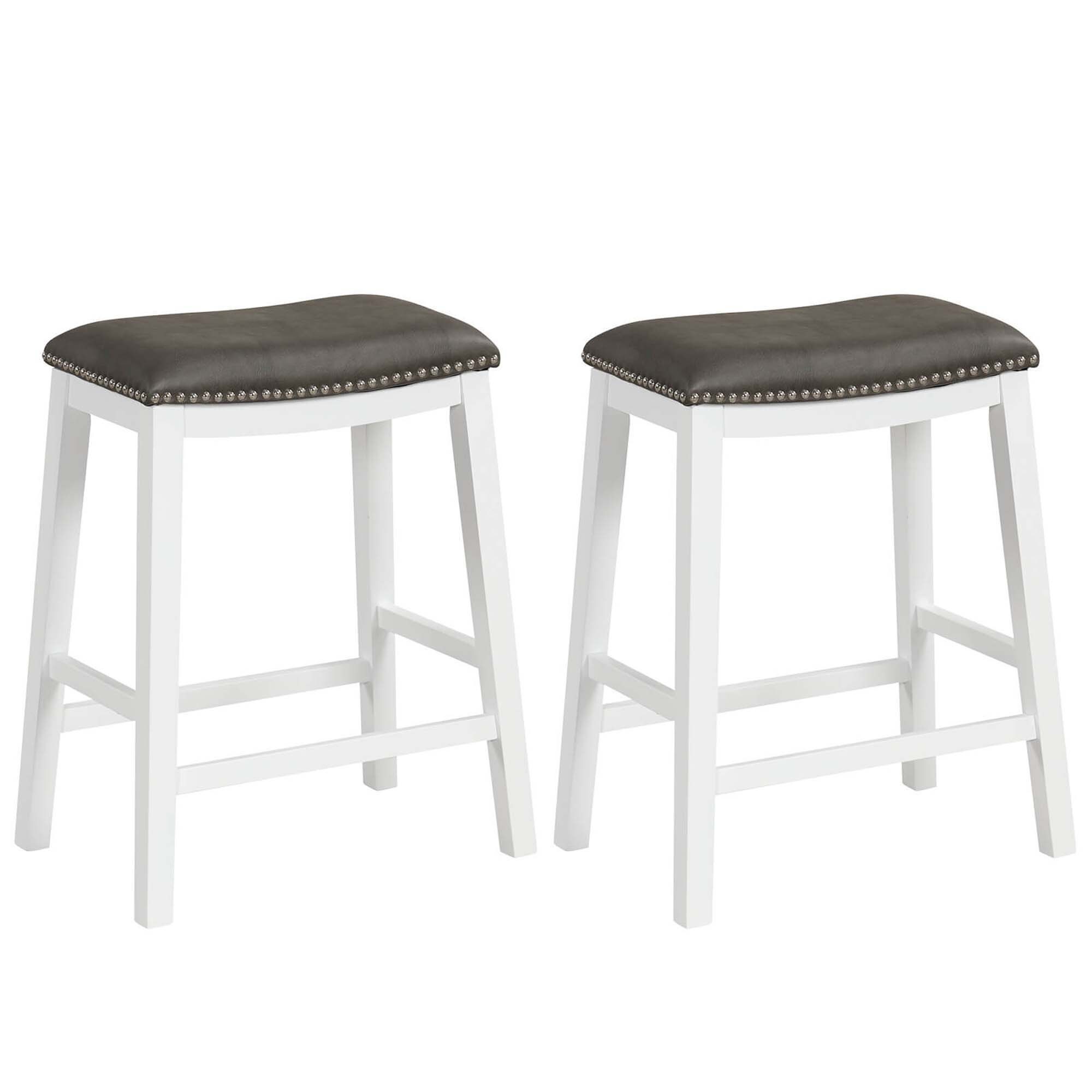 Goplus HCST00142 Gray 26-in H Counter height (24-in to 27-in) Saddle Seat Upholstered Wood Bar Stool