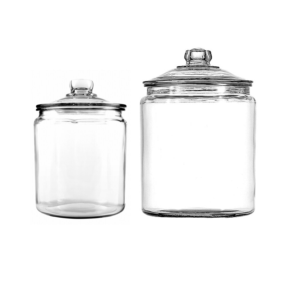 Anchor Hocking Half Gallon Heritage Hill Glass Jar with Lid (2 Pack) food  storage containers glass